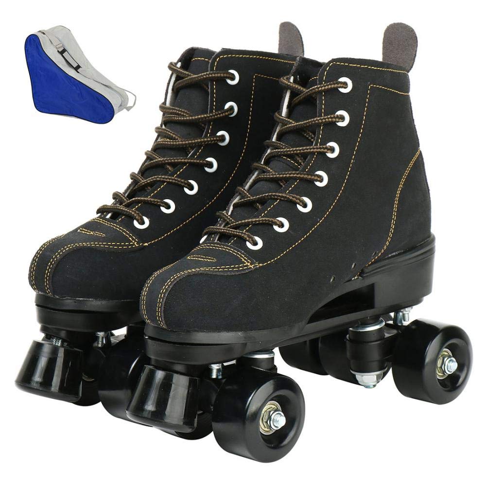 Premium Cowhide High-Top Roller Skates for Women & Men - Classic Double-Row 4-Wheel Unisex Skates for Adults & Teens - Perfect for Outdoor Rinks, Roller Discos & Christmas Gifts