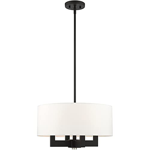 Livex Lighting 48784-04 4-Light Black Modern Chandelier - Elegant Ceiling Fixture for Dining Room, Bedroom, or Living Room Lighting Decor