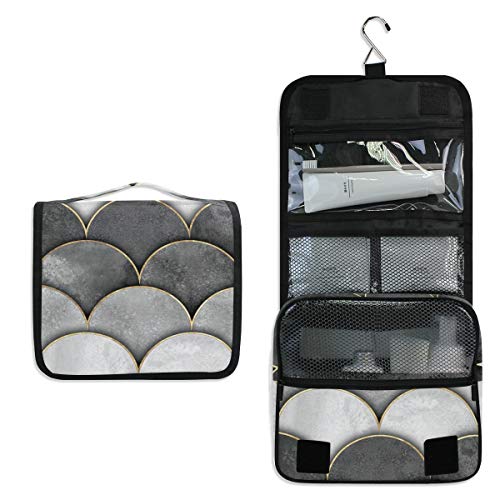 Waterproof Hanging Travel Toiletry Bag for Women - Mermaid Scale Cosmetic Makeup Organizer | Perfect for Vacation, Gym & Daily Use