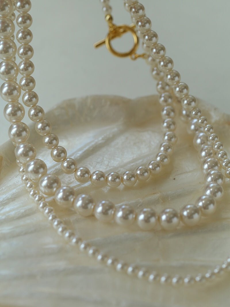 Gradient Pearl Long OT Clasp Necklace for Women - Elegant Sweater Necklace for Casual Wear, Office & Special Occasions