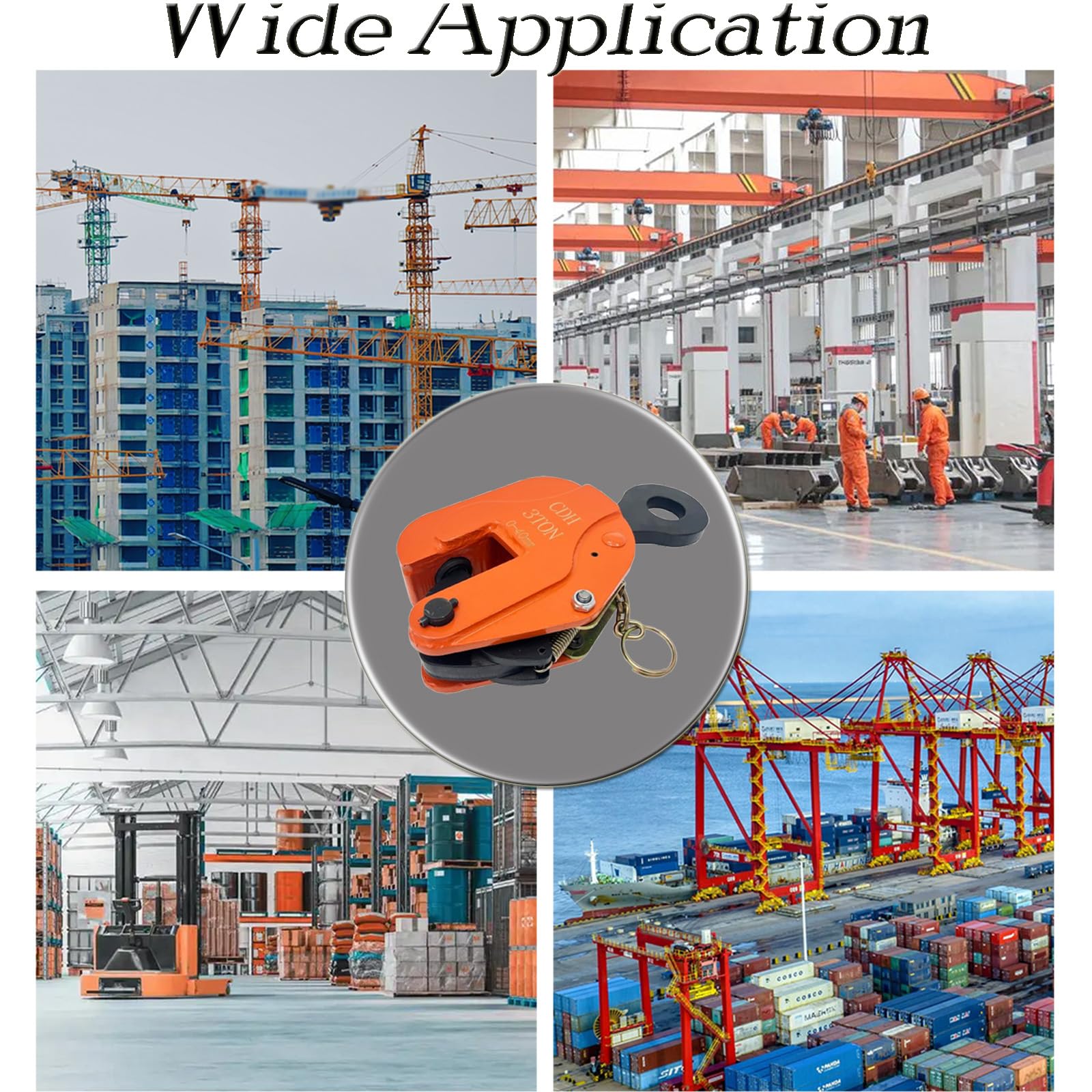 INTBUYING Vertical Plate Lifting Clamp with Lock - 6614lbs Capacity Heavy Duty Steel Plate Clamp for Sheet Metal, Industrial Hoist Hook & Chain Applications - Perfect for Construction, Manufacturing and Warehouse Material Handling