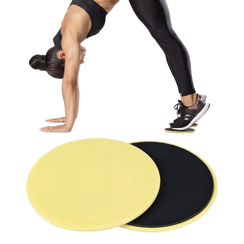 2-Pack Yellow Gliding Discs for Fitness - Core Sliders for Gym, Home, Yoga & Pilates Workouts | Perfect for Floor Exercises, Strength Training & Low-Impact Cardio