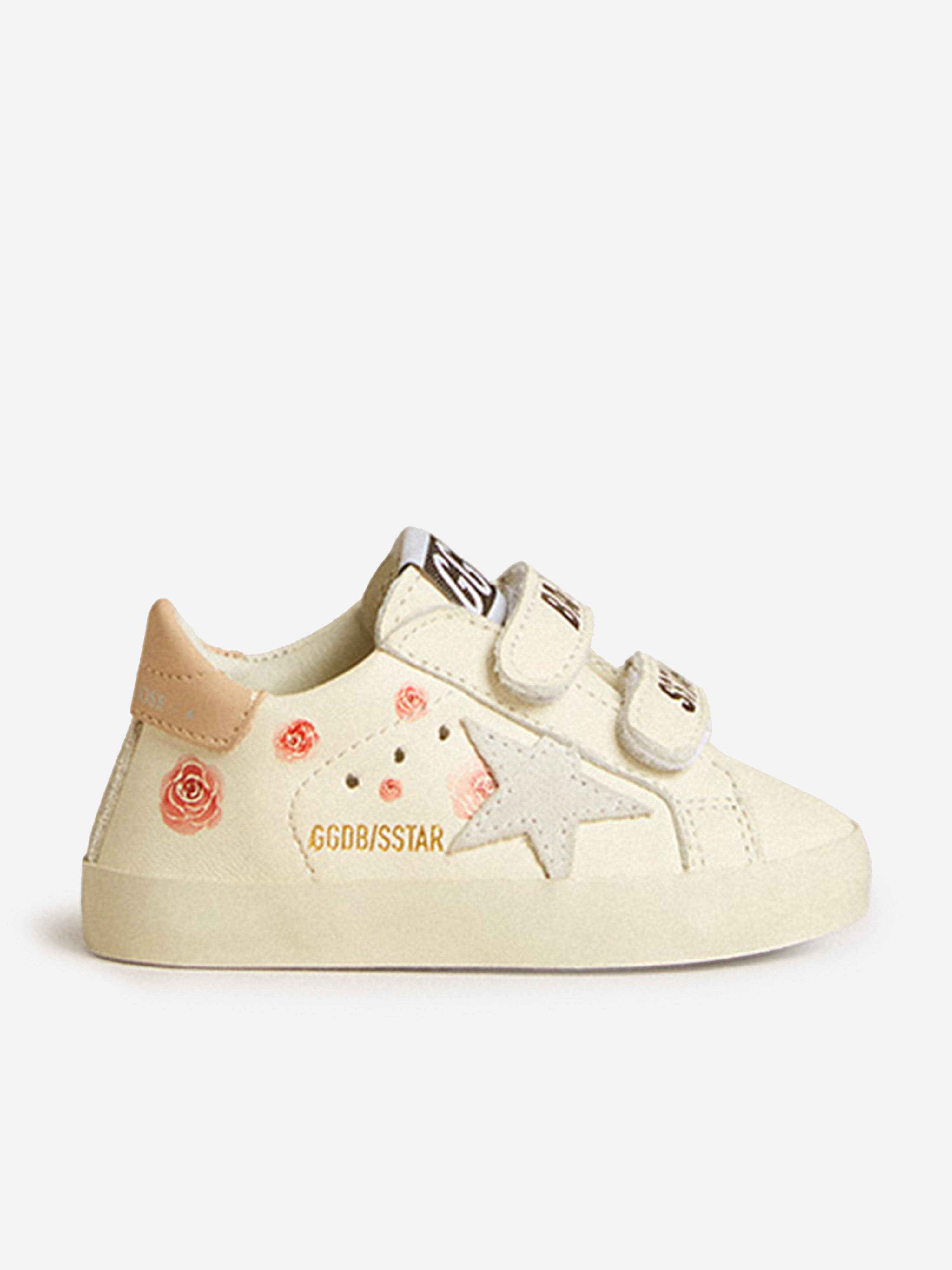 White Leather & Suede Star Sneakers for Baby Girls - Comfortable First Walkers Shoes for Toddlers, Infants & Newborns (Perfect for Playdates, Park Outings & Special Occasions)