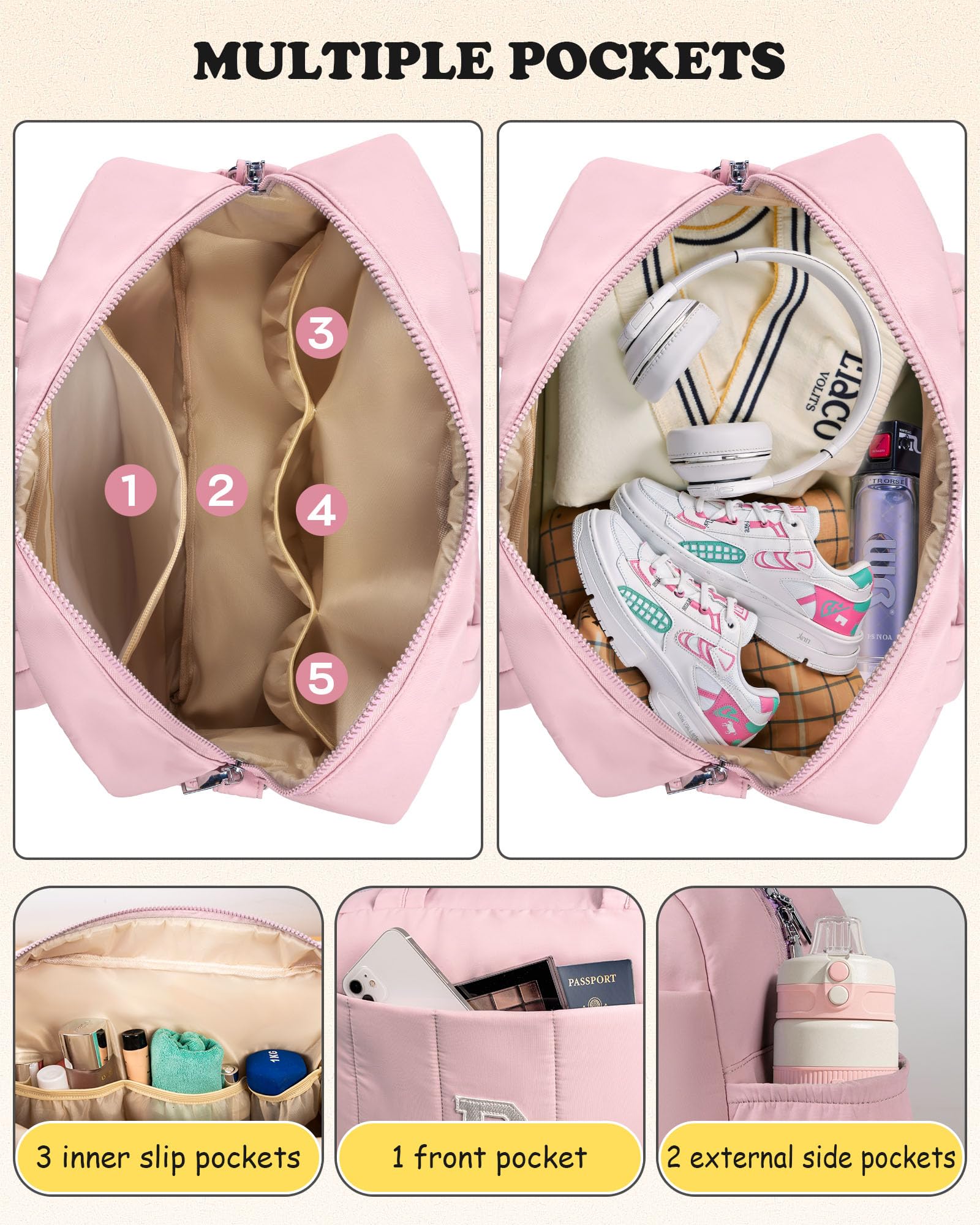 Personalized Monogram Weekender Bag for Women - Custom Initial Duffel Travel Bag with Makeup Pouch | Perfect Gift for Mom, Bride, Friend Birthday | Ideal for Weekend Getaways, Business Trips & Overnight Stays