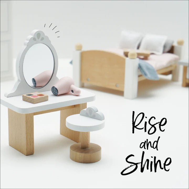 Miniature Wooden Dollhouse Furniture Set - Bedroom Decor for Dolls | Perfect for Kids' Playtime, DIY Projects & Collectors