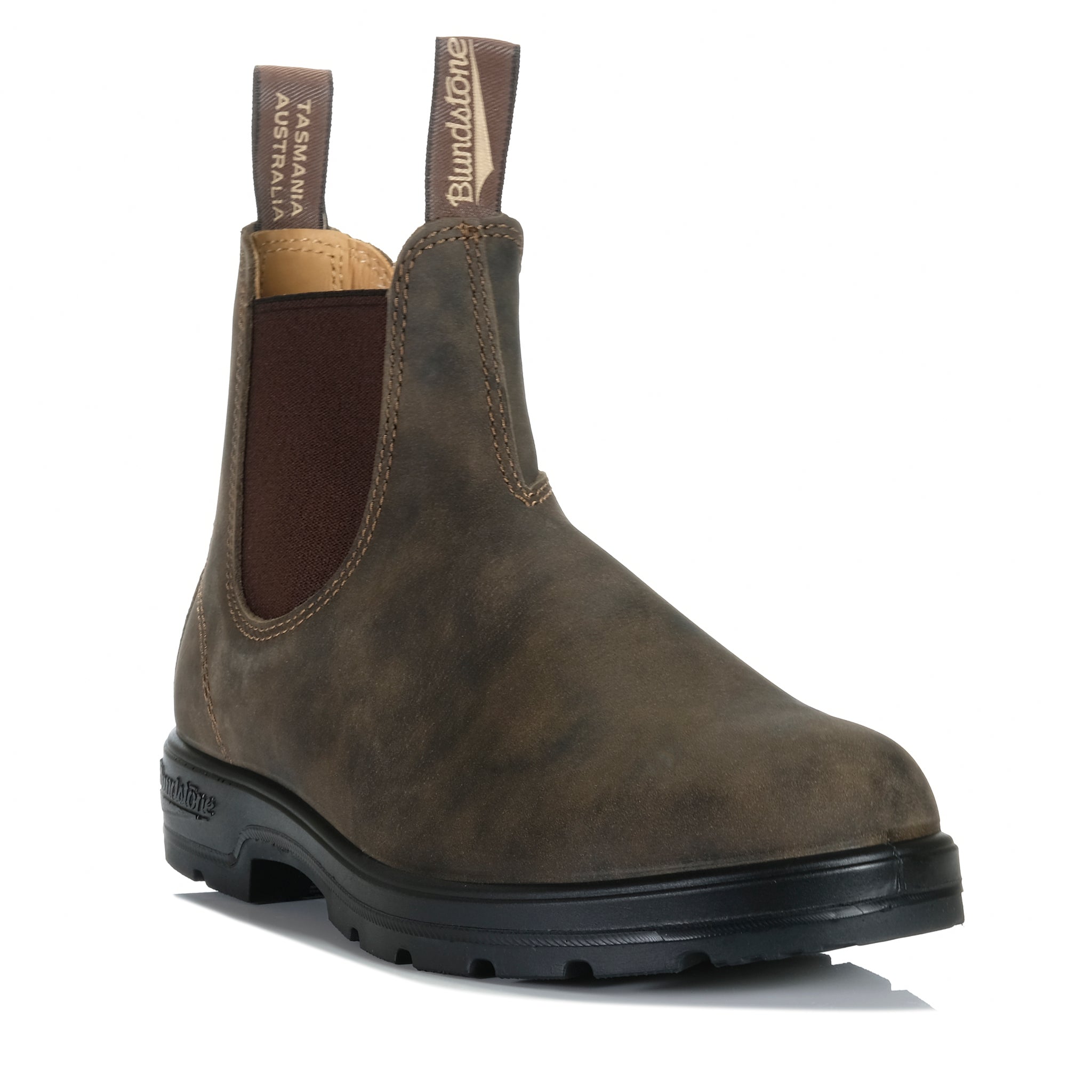 Blundstone 585 Rustic Brown Chelsea Boots - Waterproof Leather Work Boots for Men & Women - Comfortable Slip-On Ankle Boots for Outdoor, Hiking, and Everyday Wear