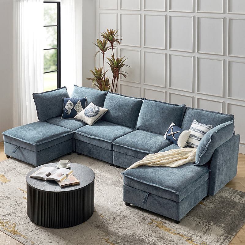 Harmetrix Oversized Soft Sectional Couch with Storage | Modern L-Shaped Sofa Bed with Hidden Compartment | Perfect for Living Room, Family Room & Small Spaces