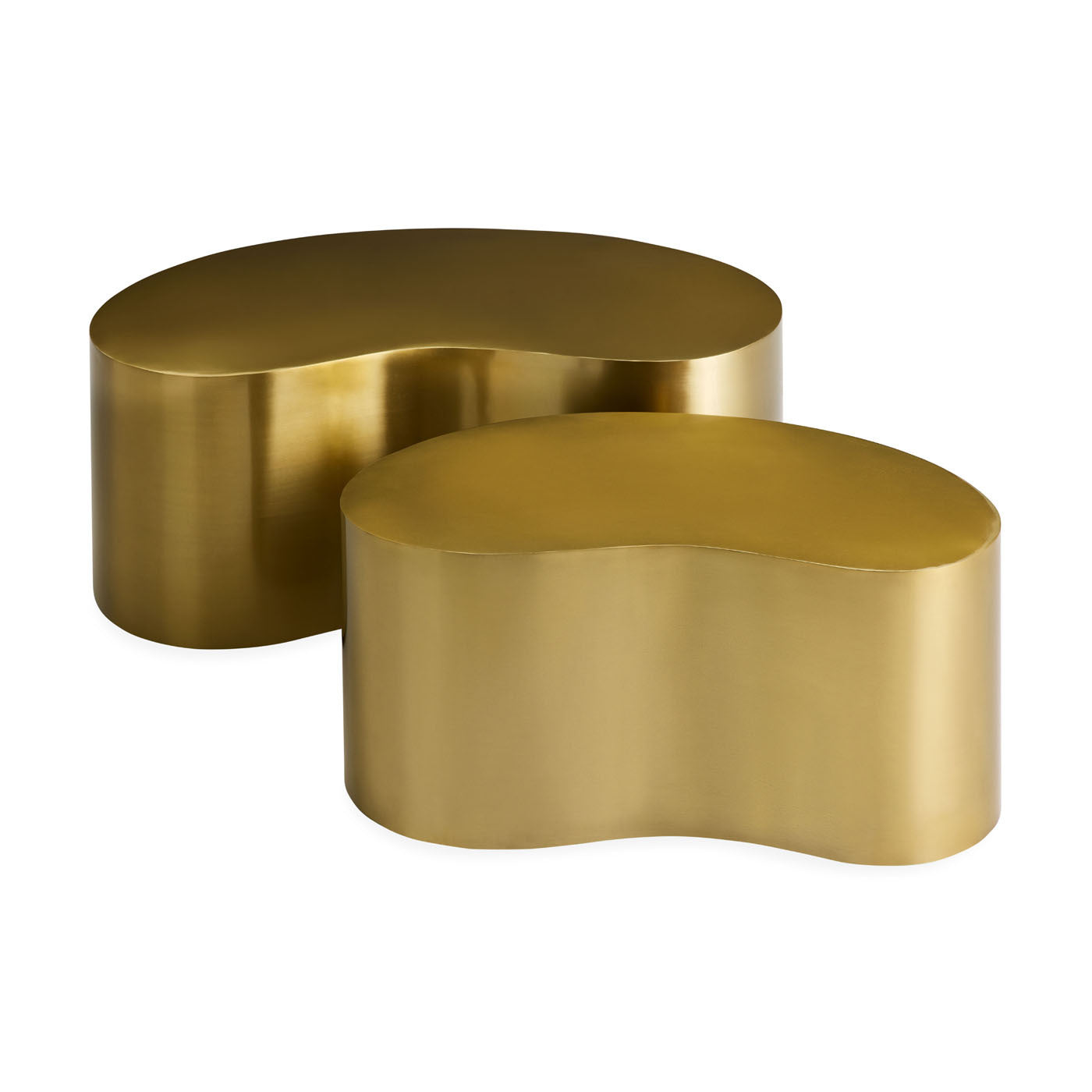 Premium Brass Kidney-Shaped Side Table Set - Elegant Home Decor for Living Room, Bedroom & Office