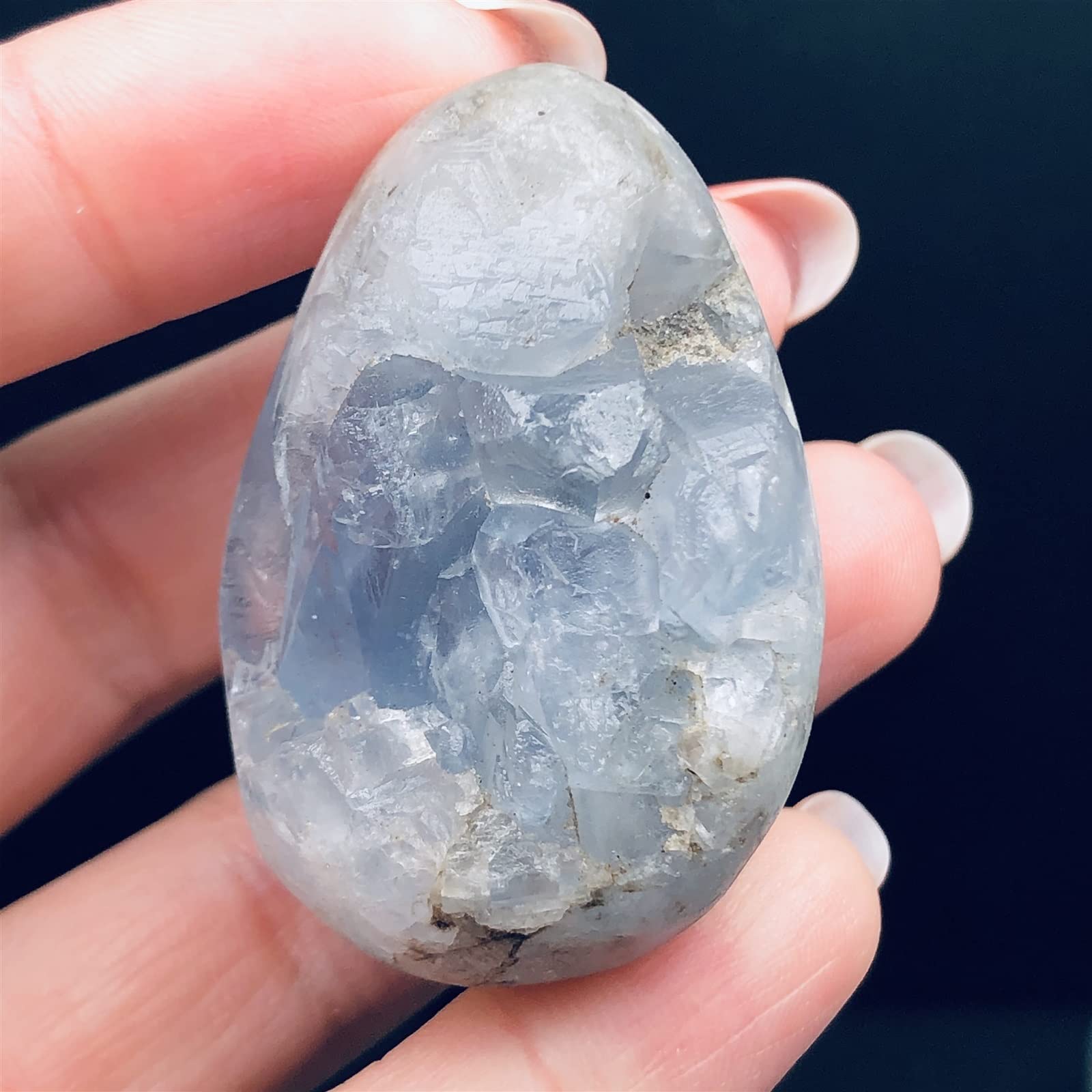 INAIVU Madagascar Natural Celestite Druzy Crystal Specimen - Sky Blue Geode (30-200g) for Home Decor, Meditation & Healing | Perfect for Crystal Collections, Office Desk & Gift Giving