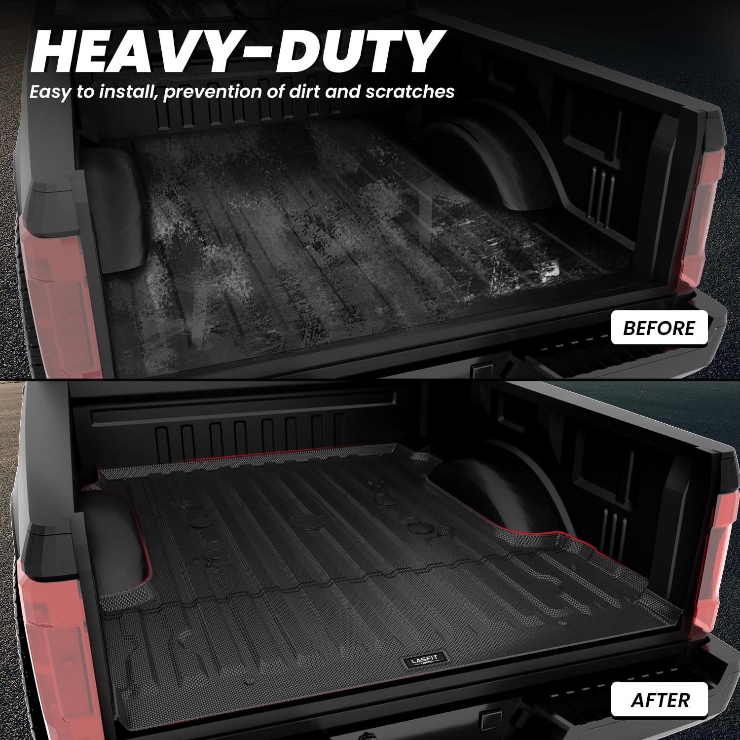 LASFIT Heavy Duty TPE All-Weather Truck Bed Mat for Ford F250 F350 F450 (2017-2025) | 6.75ft/81.9