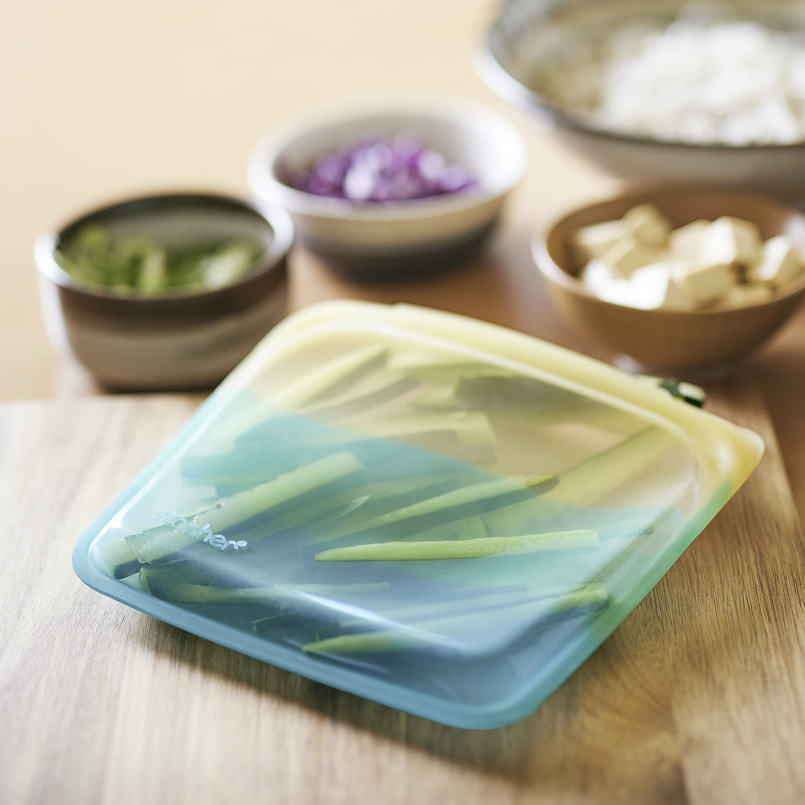 Stasher Premium Silicone Reusable Food Storage Bags 4-Pack | Endangered Seas Collection | BPA-Free, Leakproof, Dishwasher Safe Eco-Friendly Food Containers | Perfect for Meal Prep, School Lunch, Travel & Snack Storage
