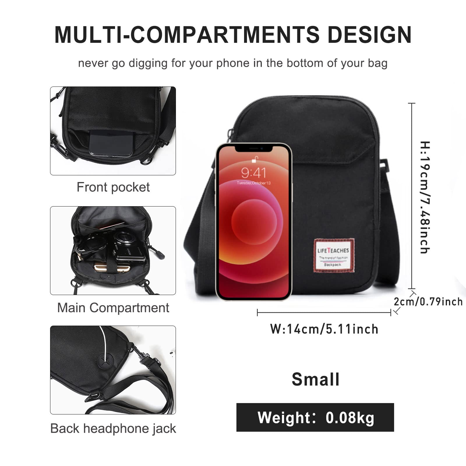 SEAFEW Mini Crossbody Bag for Men & Women - Small Messenger Satchel Shoulder Bag - Perfect for Travel, Work & Everyday Use
