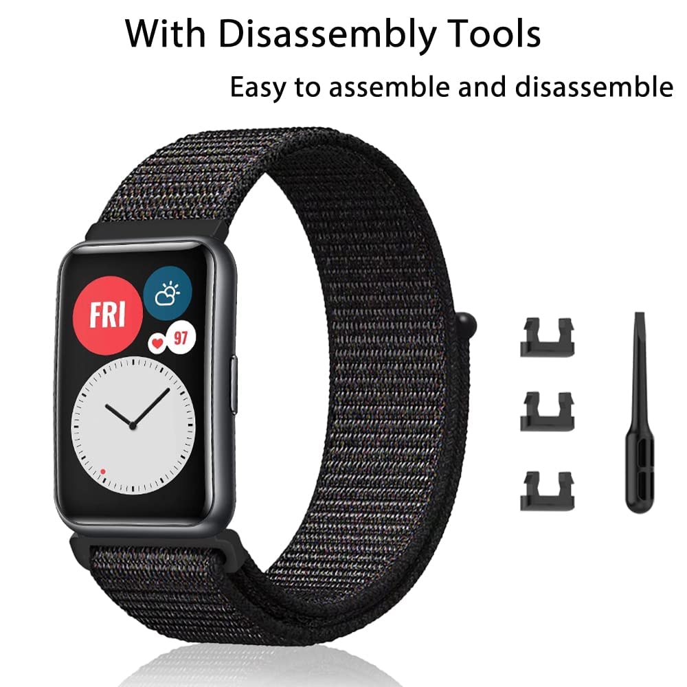 Niboow Nylon Soft Lightweight Velcro Watch Band Compatible with Huawei Watch Fit - Breathable Adjustable Strap for Men, Women & Kids - Perfect for Sports, Workouts & Everyday Wear