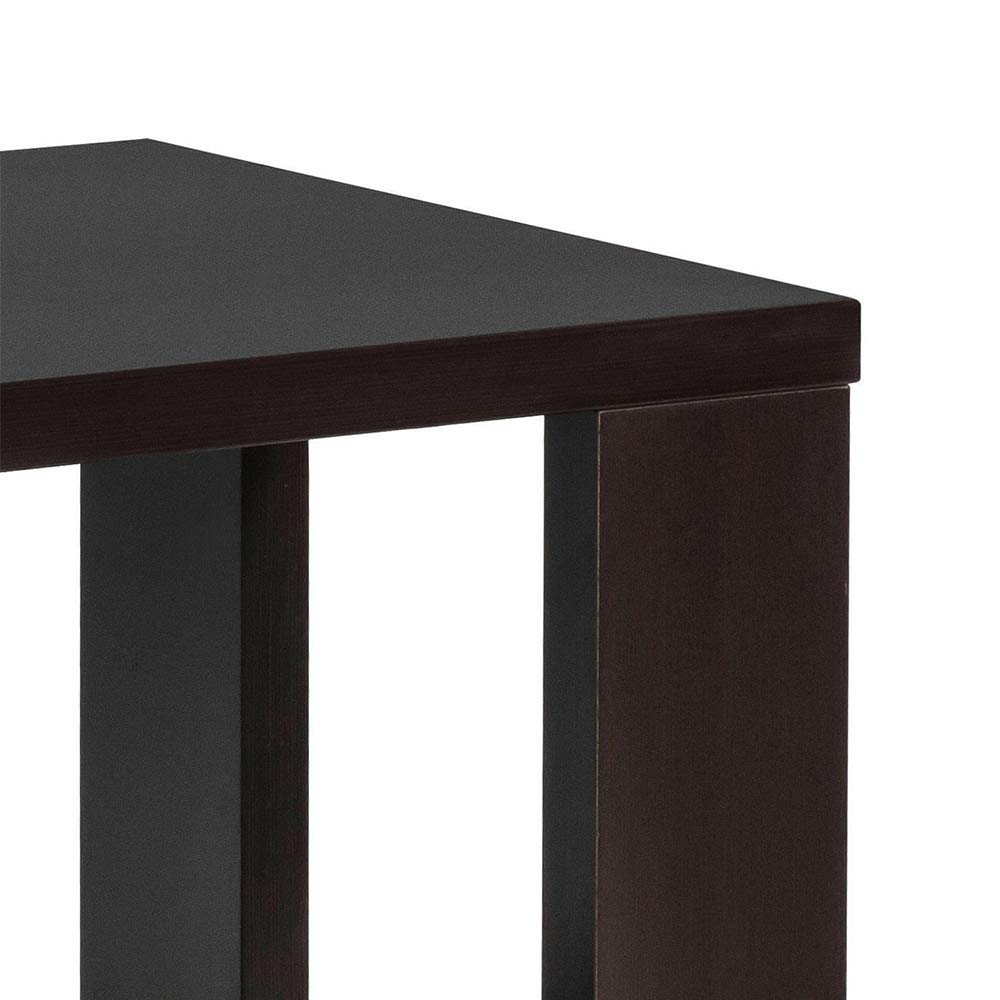 Dark Brown Coffee Wood Rectangular Cocktail Table with Storage Shelf - 31.5