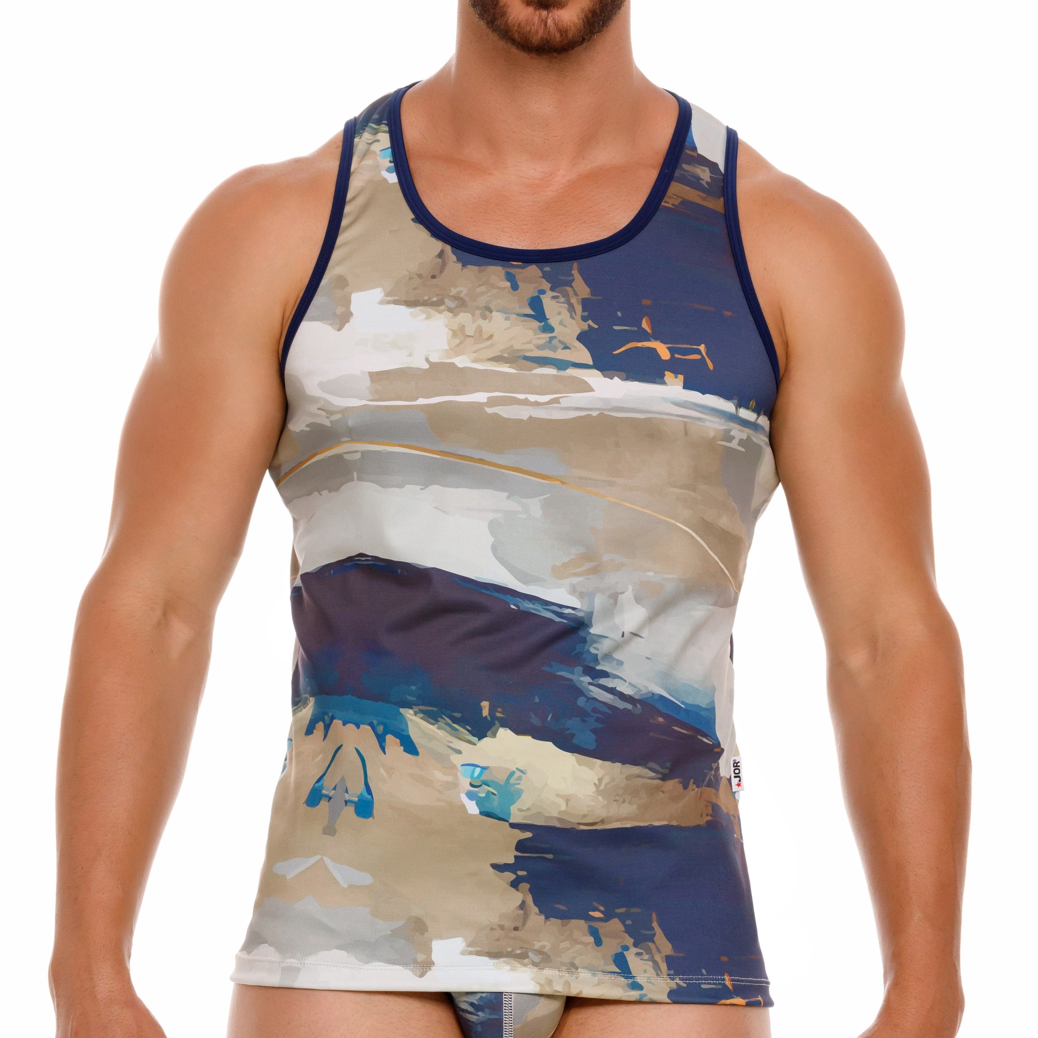 JOR Irish Slim Fit Tank Top for Men - Lightweight Breathable Blue Muscle Shirt - Gym, Workout, Running & Casual Wear