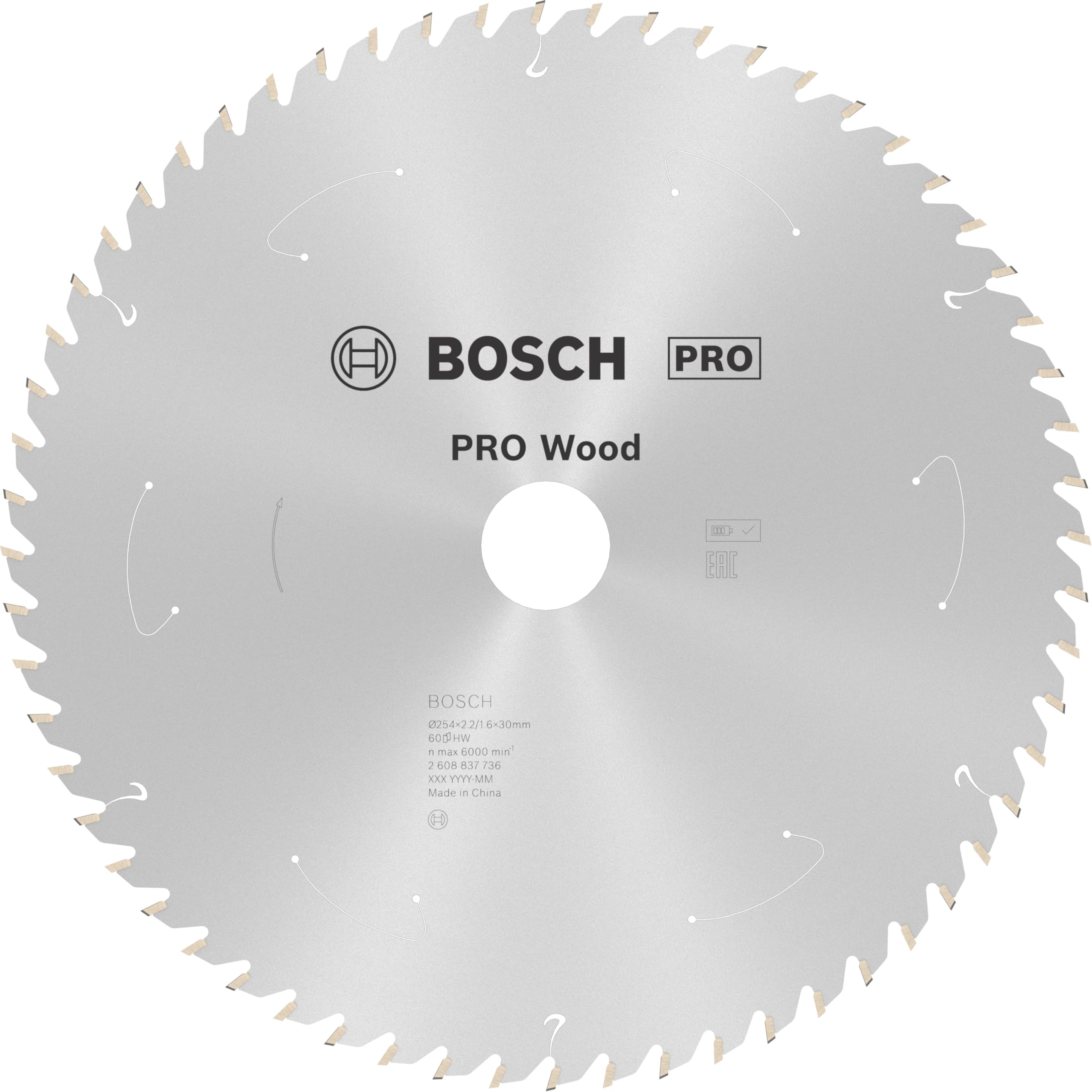 Bosch Professional 2608837736 Circular Saw Blade - 254mm x 30mm, 60 Teeth for Wood Cutting | Compatible with Cordless Circular Saws | Perfect for DIY Projects, Carpentry, and Woodworking