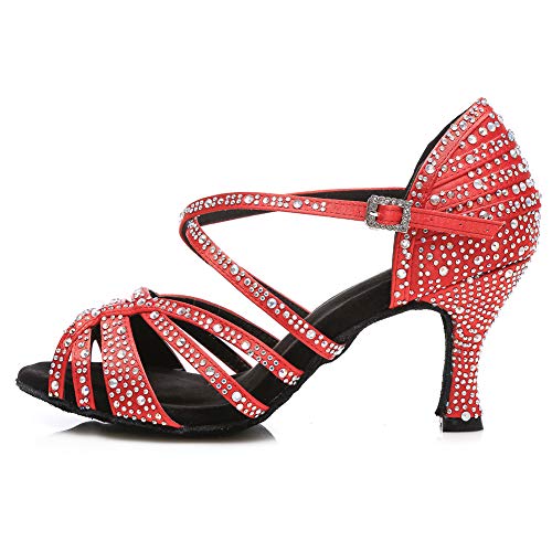 AOQUNFS Women's Latin Salsa Ballroom Dance Shoes with Rhinestones - Professional Performance Dance Shoes for Women (Style YCL356) | Perfect for Salsa, Ballroom, Tango & Stage Performances