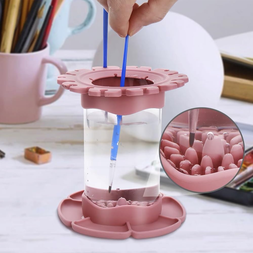 Eco-Friendly Silicone Paint Brush Cleaner Rinse Cup - Artist Studio & Classroom Brush Holder for Watercolor & Acrylic Painting - Perfect for Art Classes & DIY Projects (Green)