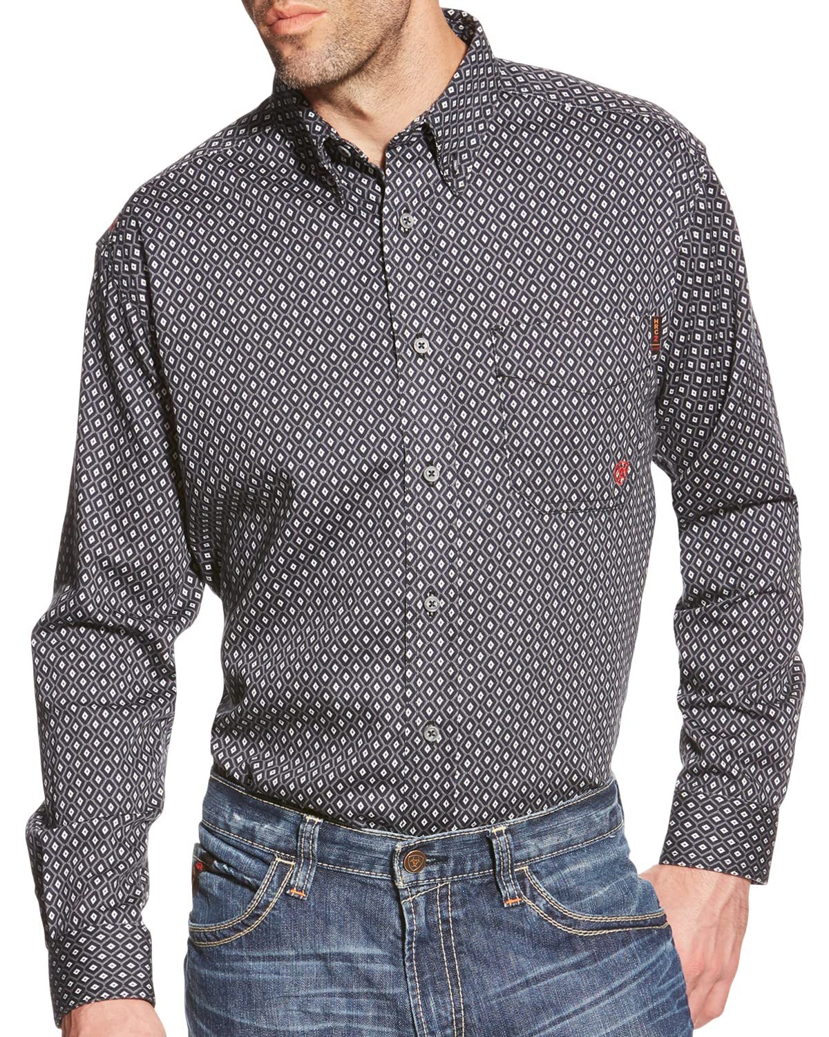 Ariat FR Basic Work Men's Classic Long Sleeve Button-Down Shirt - Flame Resistant Workwear for Construction & Oilfield Safety