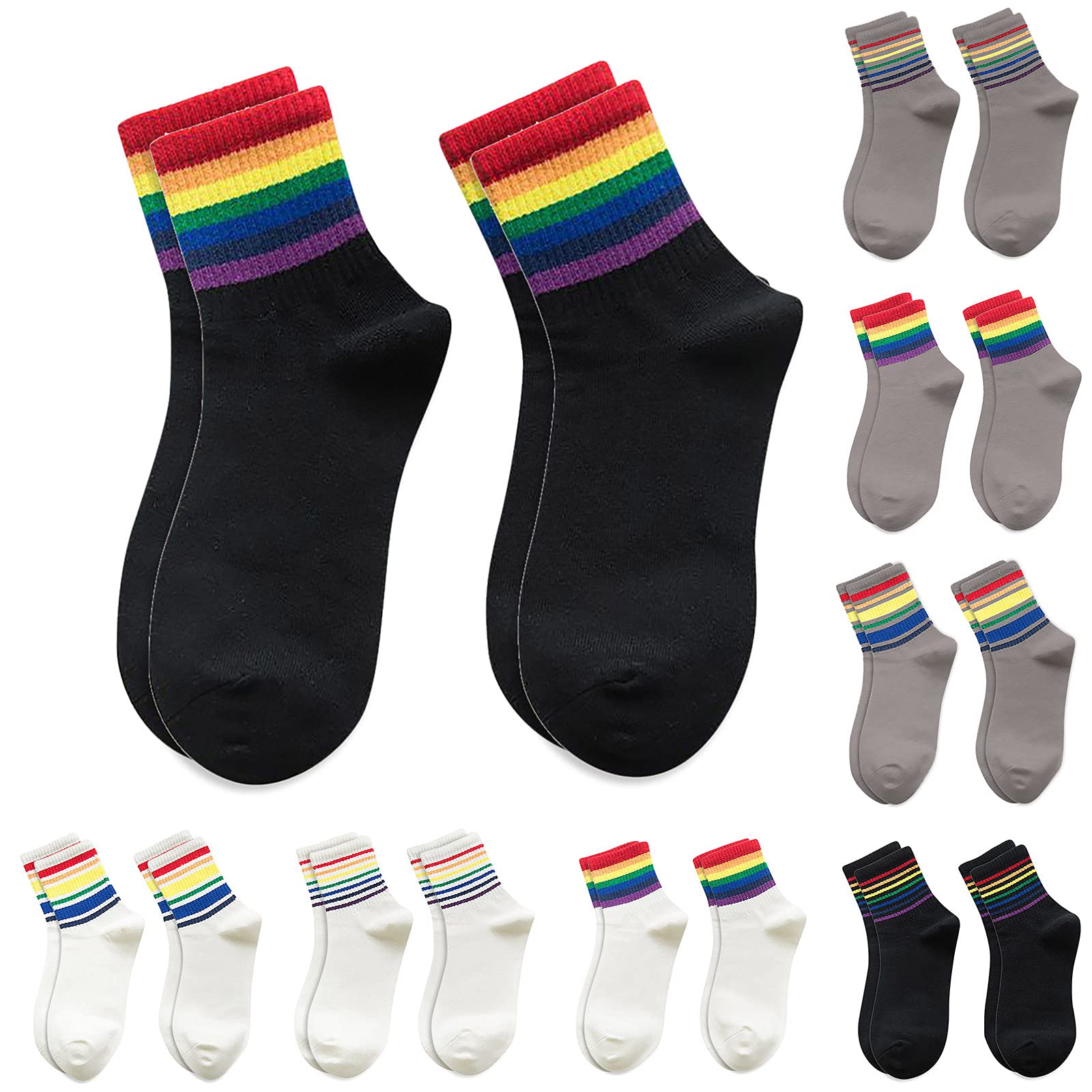Unisex Christmas Rainbow Striped Cotton Winter Socks - Warm & Fashionable Holiday Socks for Men & Women - Perfect for Gifts, Parties & Cold Weather
