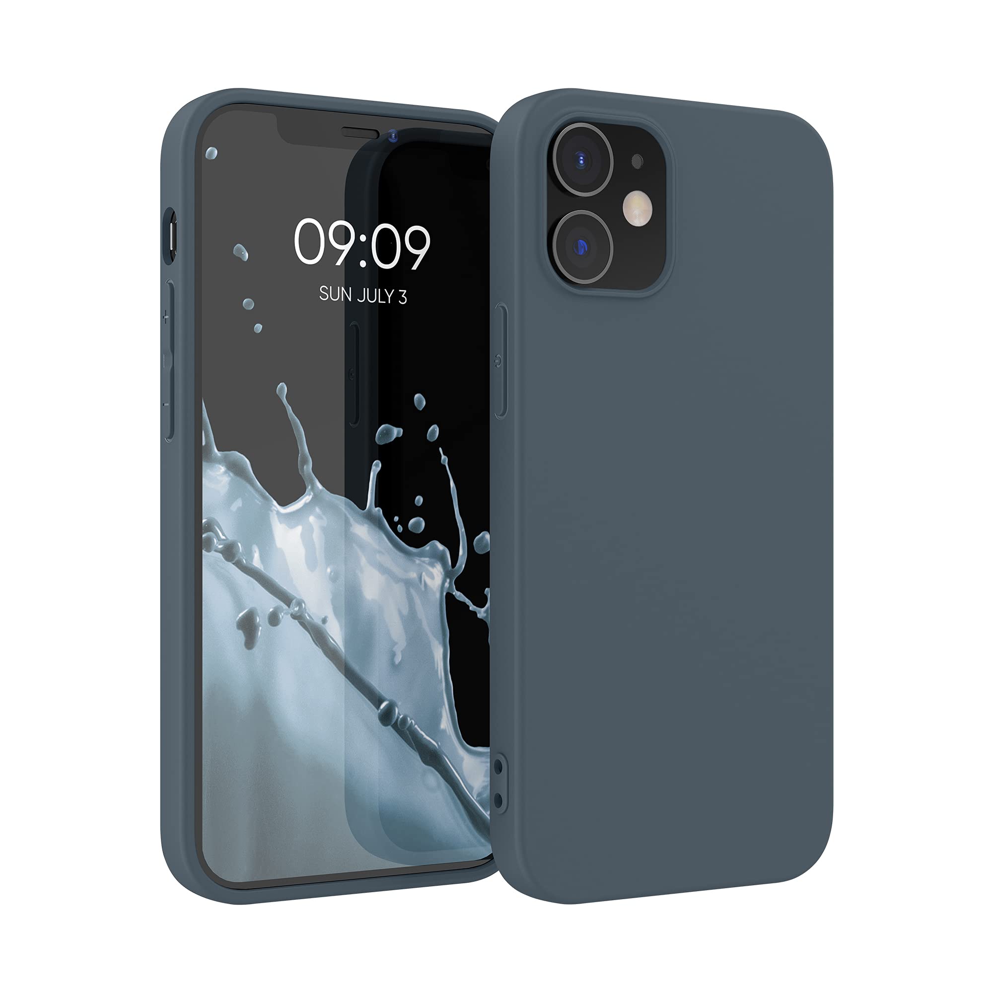 kwmobile Soft Slim Protective TPU Silicone Case for Apple iPhone 12 & iPhone 12 Pro - Shockproof Cover with Anti-Scratch Design in Dark Slate - Perfect for Everyday Use, Travel & Outdoor Activities