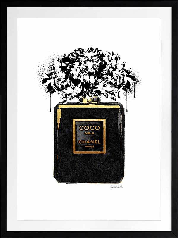 Coco Noir Framed Art Print - Elegant Black & Gold Wall Decor for Living Room, Bedroom & Office - Perfect for Home & Office Decoration