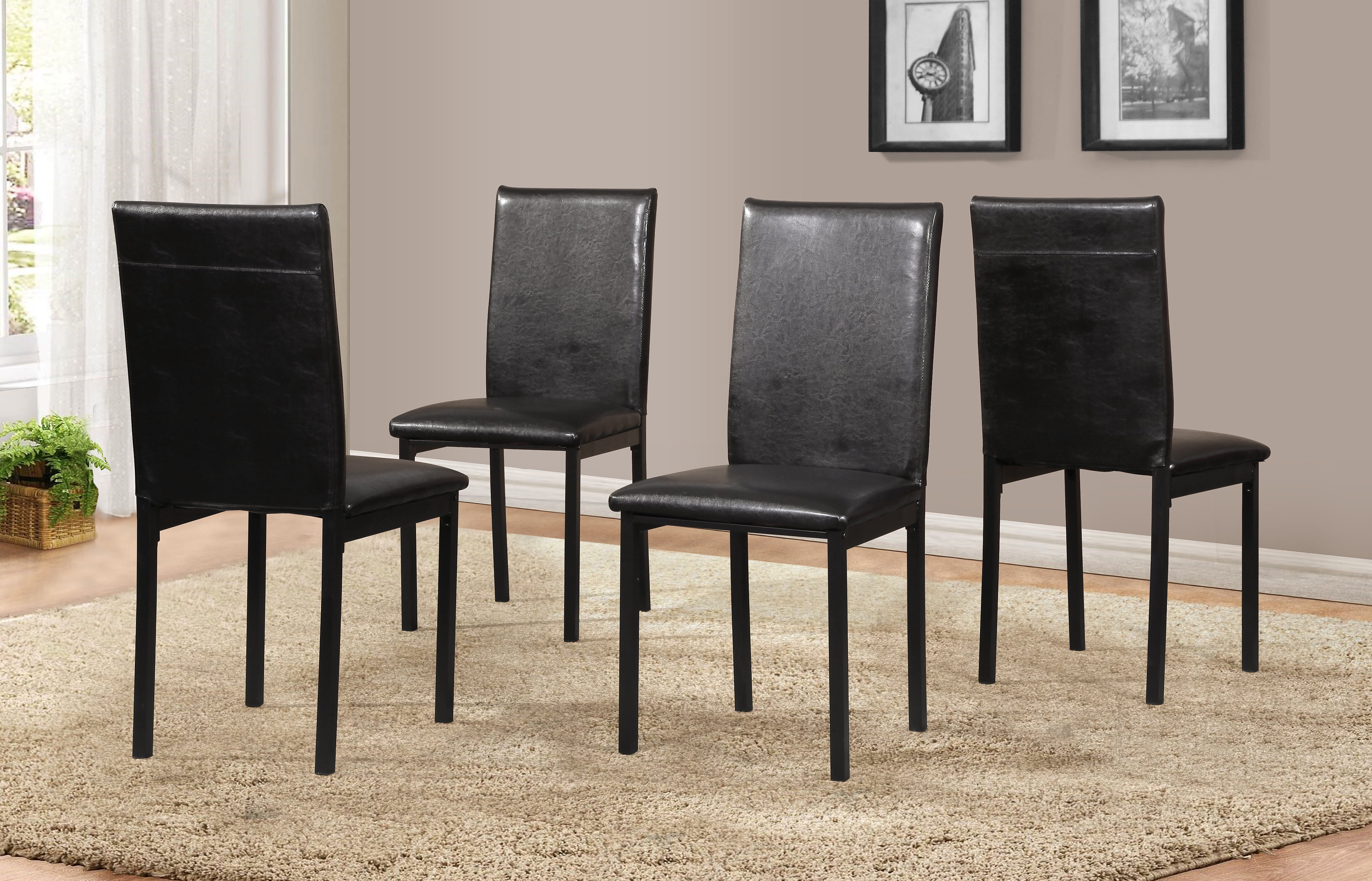 Roundhill Furniture Citico 5-Piece Metal Dinette Set - White Faux Marble Table with Black Chairs for Kitchen & Dining Room | Durable Laminated Surface for Family Meals & Entertaining