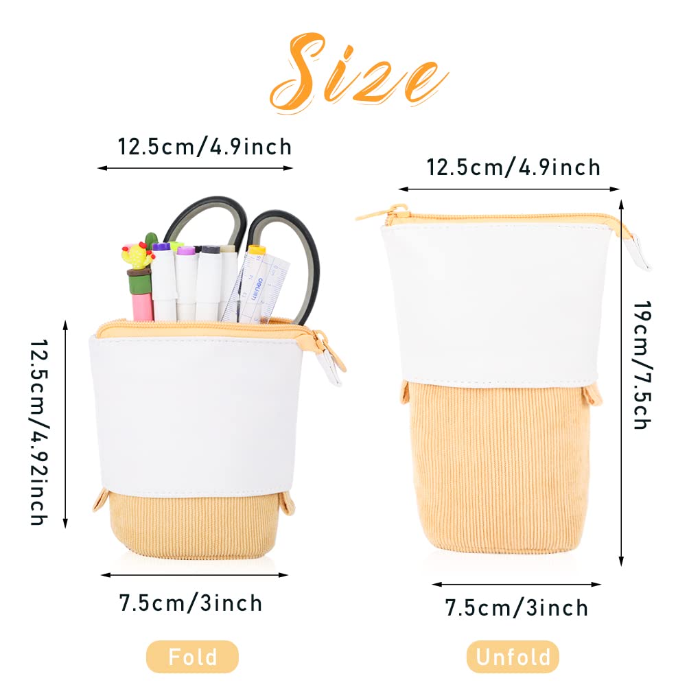 Oyachic Stand Up Pencil Case - Adjustable Telescopic Pen Holder & Cosmetic Organizer Bag for Women | Perfect for School, Office & Travel | Cute Makeup Pouch & Stationery Storage Solution
