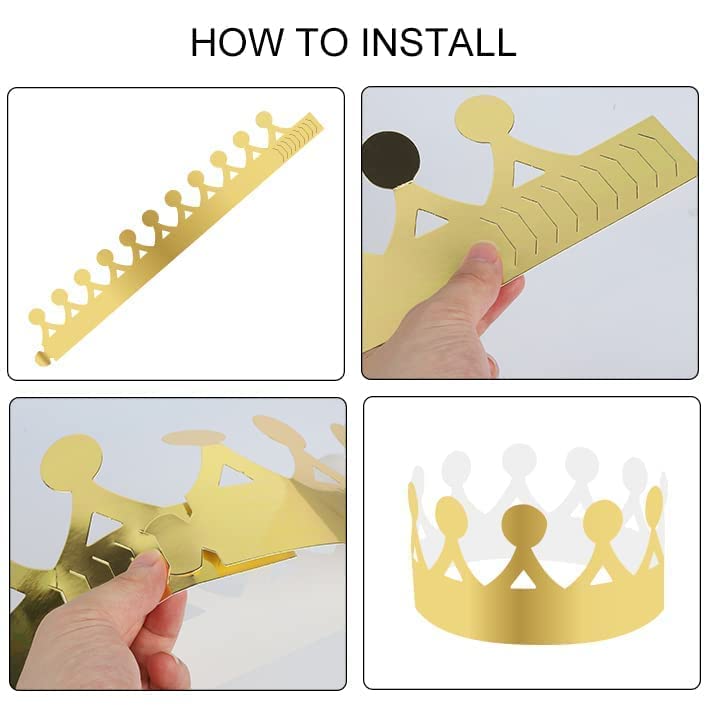 Runmeihe 16-Piece Gold Paper Crown Set for Adults & Kids - 4 Adjustable King/Queen Crown Styles - Birthday Party, Celebration & Royal Theme Event Decorations - Perfect for Birthdays, Weddings, Graduations & Costume Parties