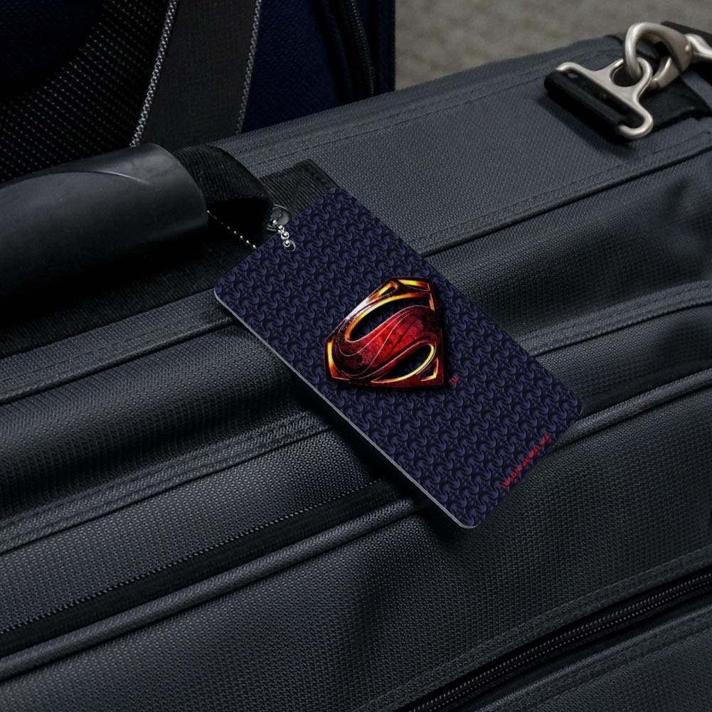 Justice League Superman Logo Luggage Tag - Durable Carry-On ID Tag for Suitcases & Travel Bags - Perfect for Business Trips, Vacations & Superhero Fans