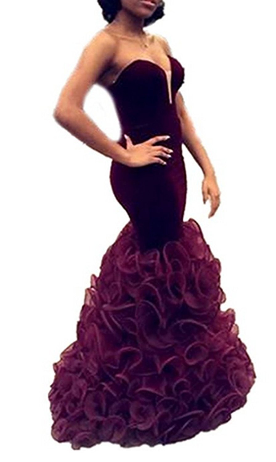 Elegant Velvet Mermaid Prom Dresses | Formal Evening Gowns for Weddings & Special Occasions | Organza Fabric with Flowy 187 Design | Perfect for Homecoming, Galas & Black Tie Events