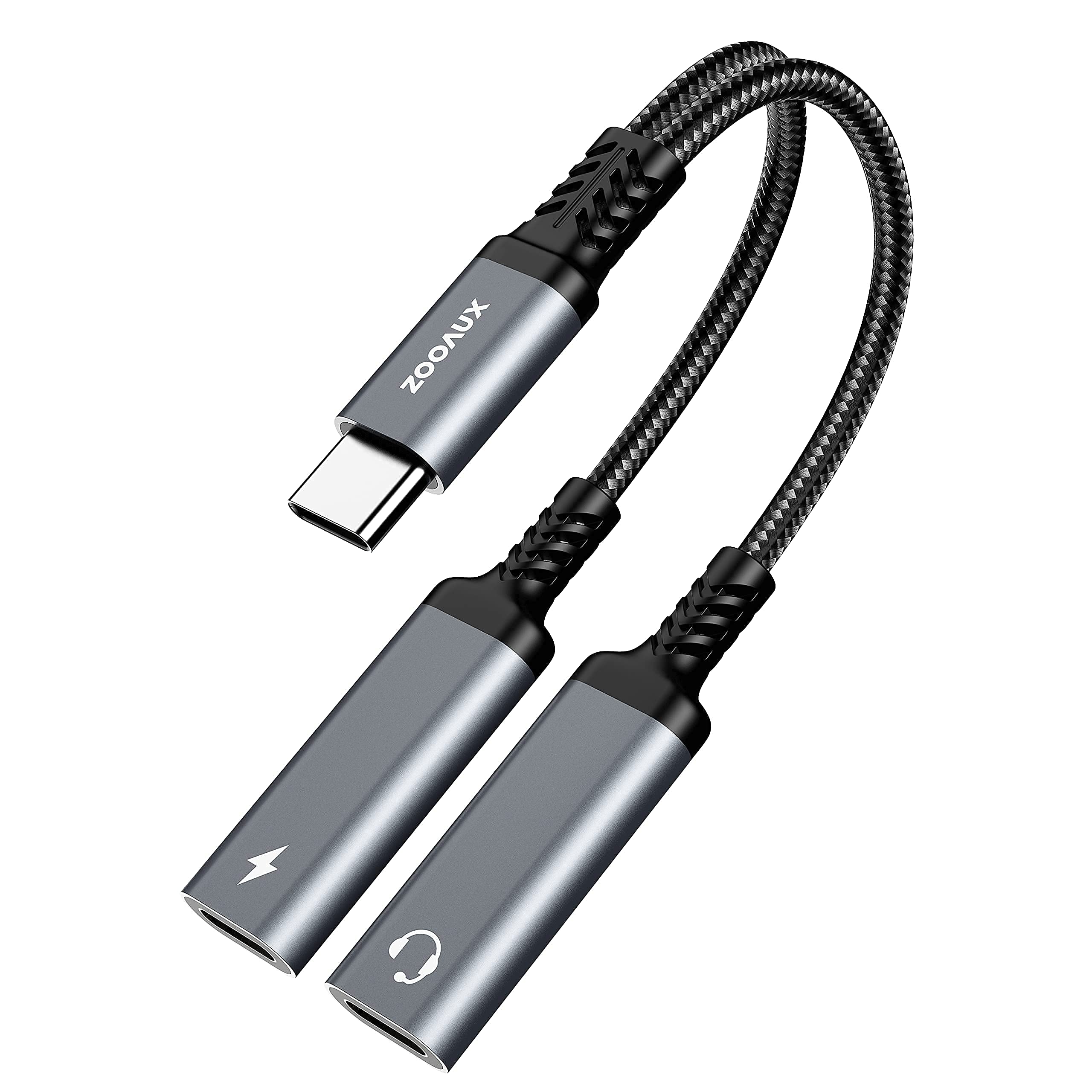 ZOOAUX Dual USB C Headphone and Charger Adapter with 3.5mm Jack - 2-in-1 Audio & Power Adapter for iPhone 15, iPad Pro, MacBook - Perfect for Travel, Work & Gaming