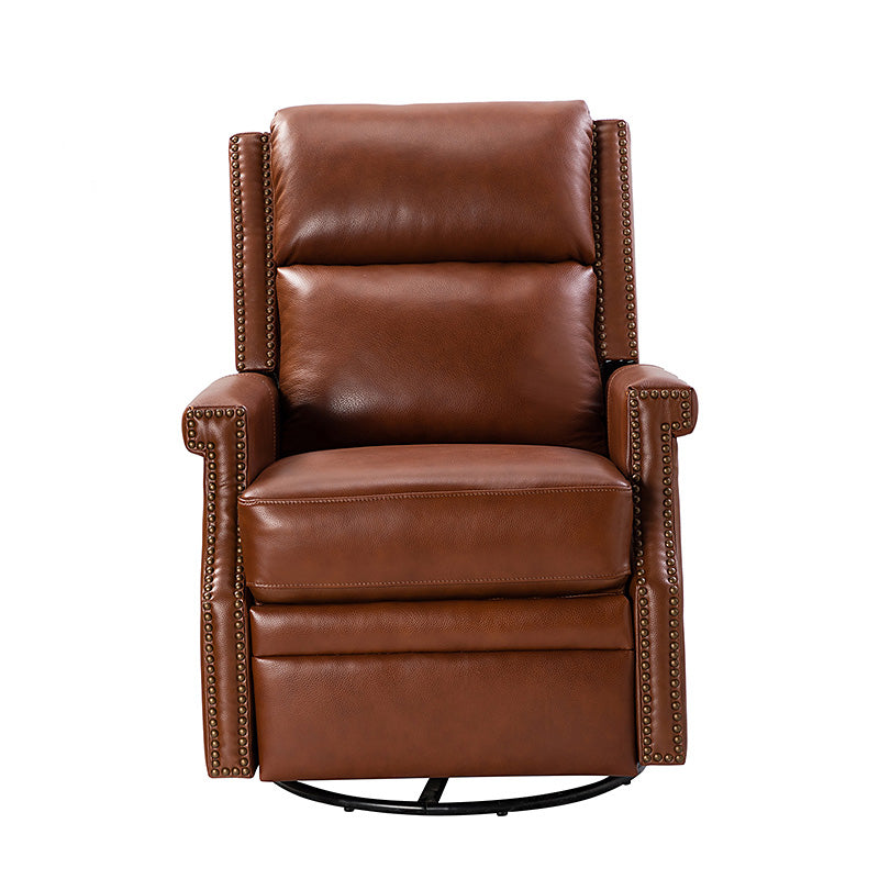 Canace Modern Genuine Leather Manual Glider Rocker Recliner Chair - Comfortable Swivel Lounge Chair for Living Room, Nursery, and Office Relaxation