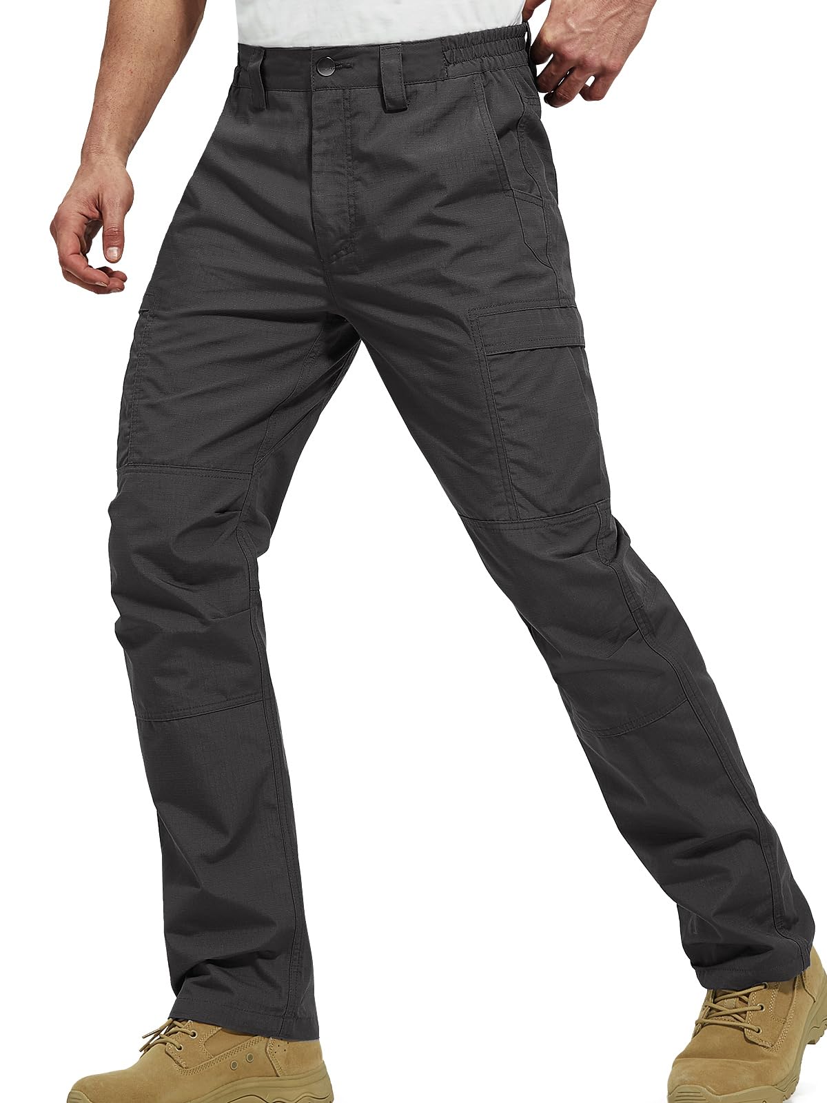 FREE SOLDIER Men's Tactical Cargo Pants - Water Resistant Ripstop Work Pants for Outdoor Hiking, Camping & Military Use - Lightweight Durable Men's Pants for Adventure & Daily Wear