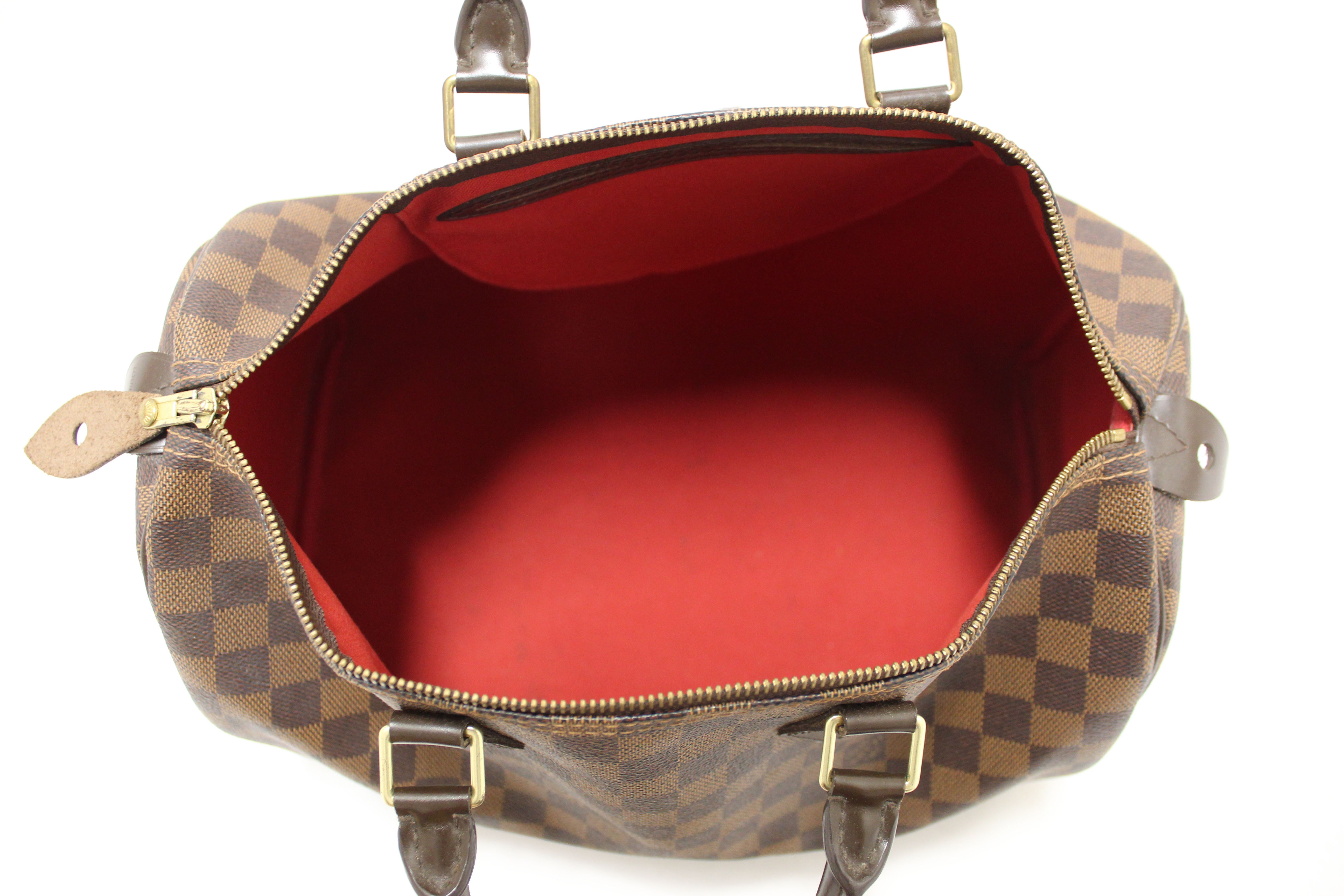 Authentic Louis Vuitton Damier Ebene Canvas Speedy 35 Handbag for Women - Luxury Designer Tote Purse with Shoulder Strap - Perfect for Travel, Work & Everyday Use
