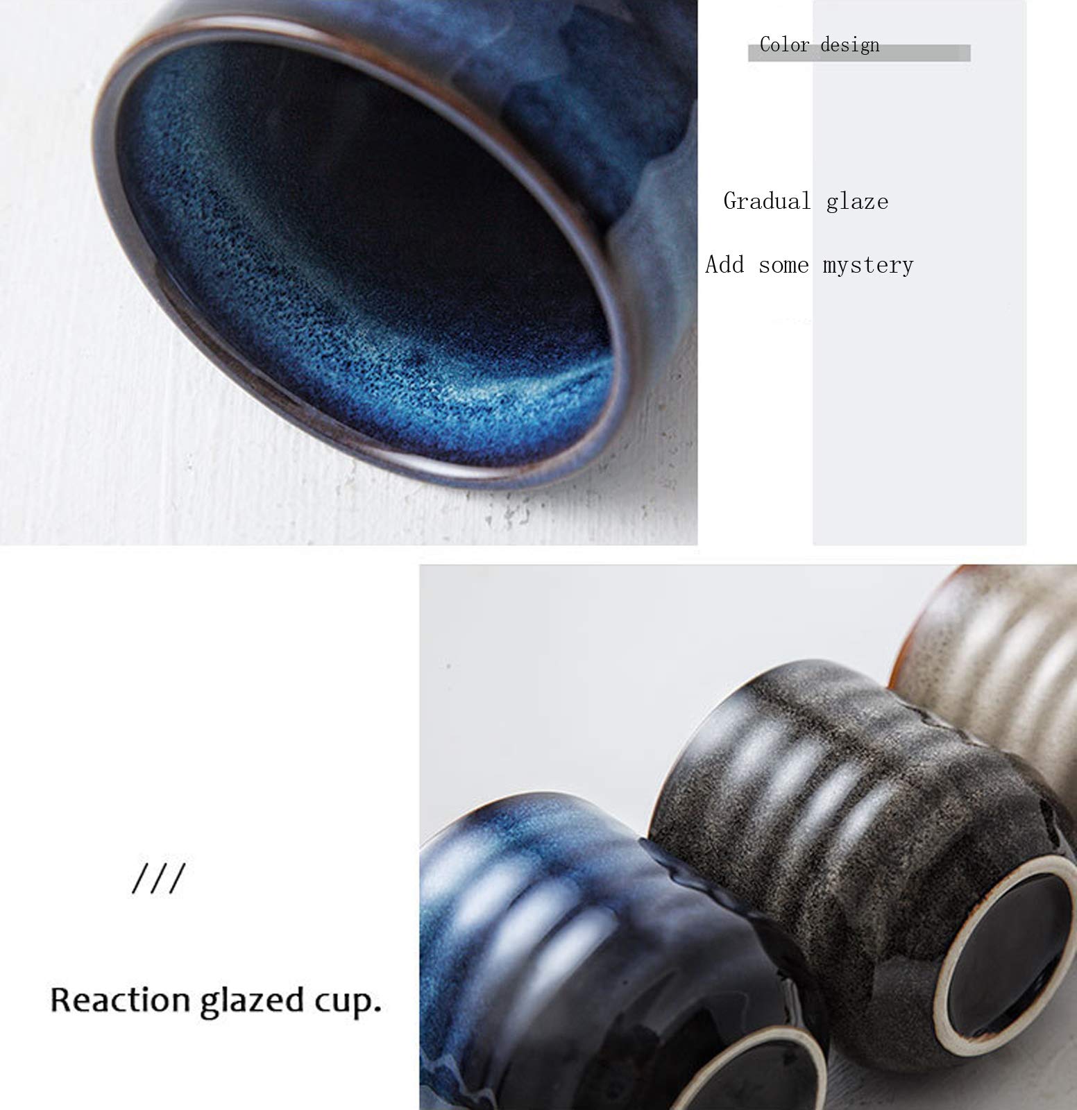 Japanese Style Ceramic Tea Set - 4-Piece Blue Ceramic Tea Cups & Coffee Mugs for Yerba Mate, Matcha, or Herbal Tea - Perfect for Home, Office, or Gift Giving