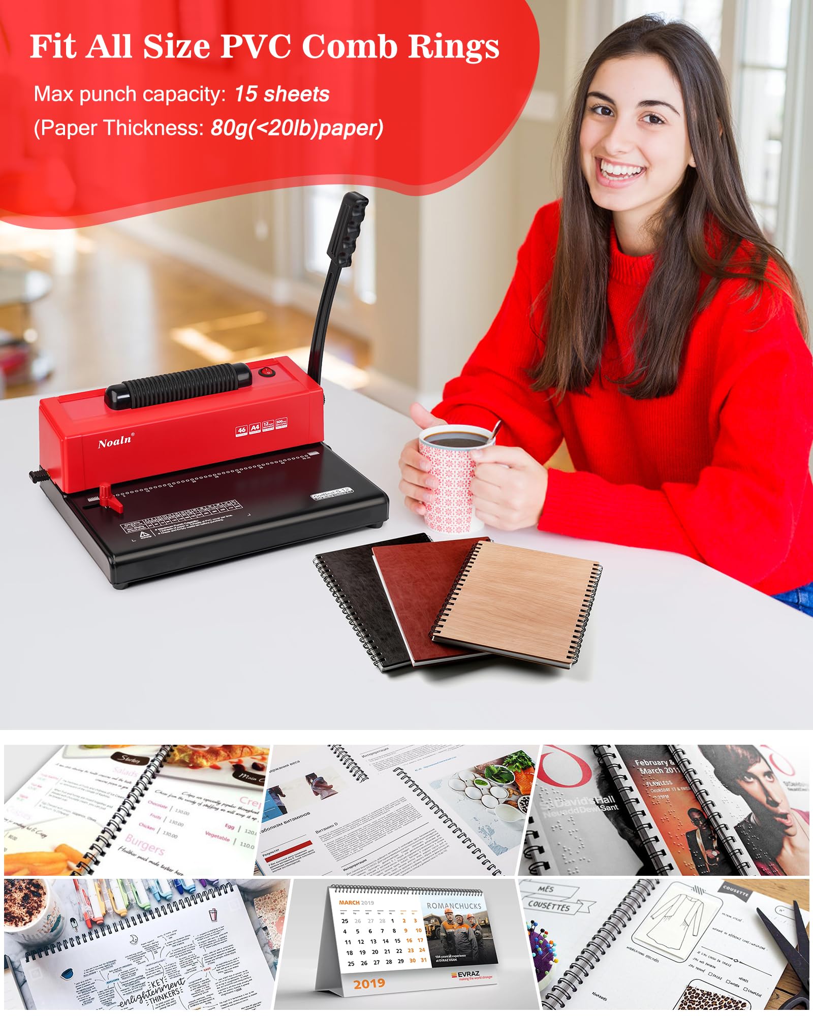 Pro Version 46-Hole Electric Spiral Coil Binding Machine | DIY Book Binder Kit with Coil Inserter | 4:1 Pitch | Includes 100pcs Comb Binding Spines & Crimper Plier | Perfect for School Projects, Office Documents & Home Crafting