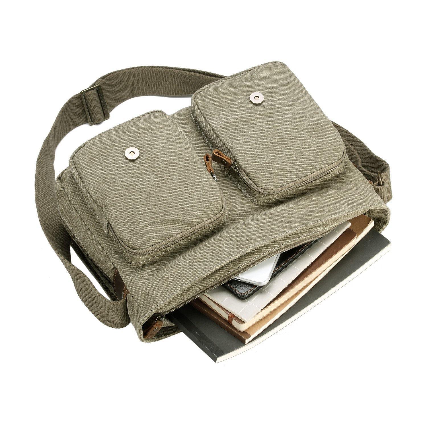 TRP0210 Troop London Classic Canvas Messenger Bag for Men & Women - Durable Waterproof Crossbody Bag for Work, Travel & School - Stylish Laptop Briefcase with Adjustable Strap