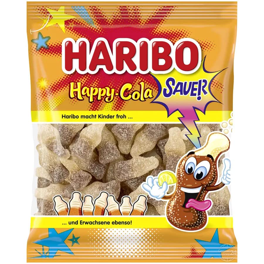 Haribo Happy-Cola Sour Gummy Candy 175g (6.17oz) - Tangy Cola-Flavored Chewy Treats for Parties, Movie Nights & Snack Time
