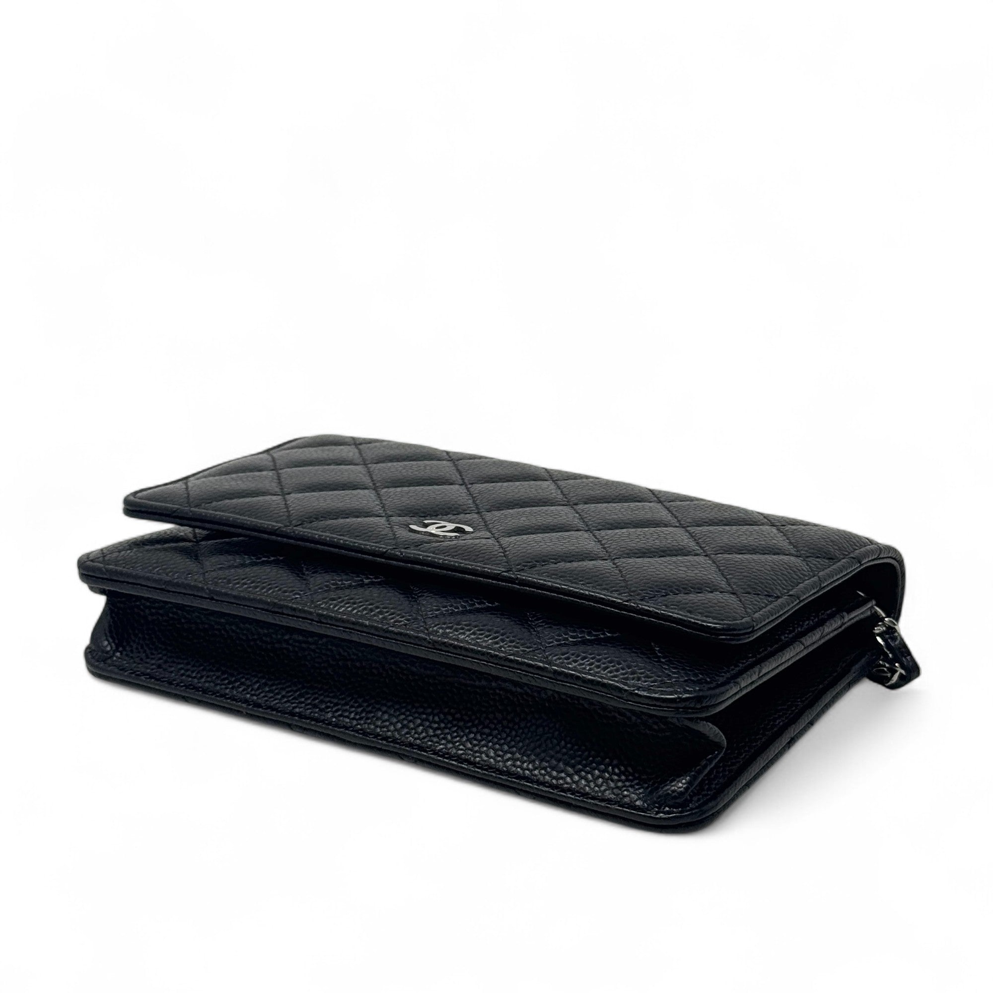 Chanel Black Quilted Caviar Leather Wallet on Chain Crossbody Bag - Elegant & Luxurious for Parties, Dating & Evening Events