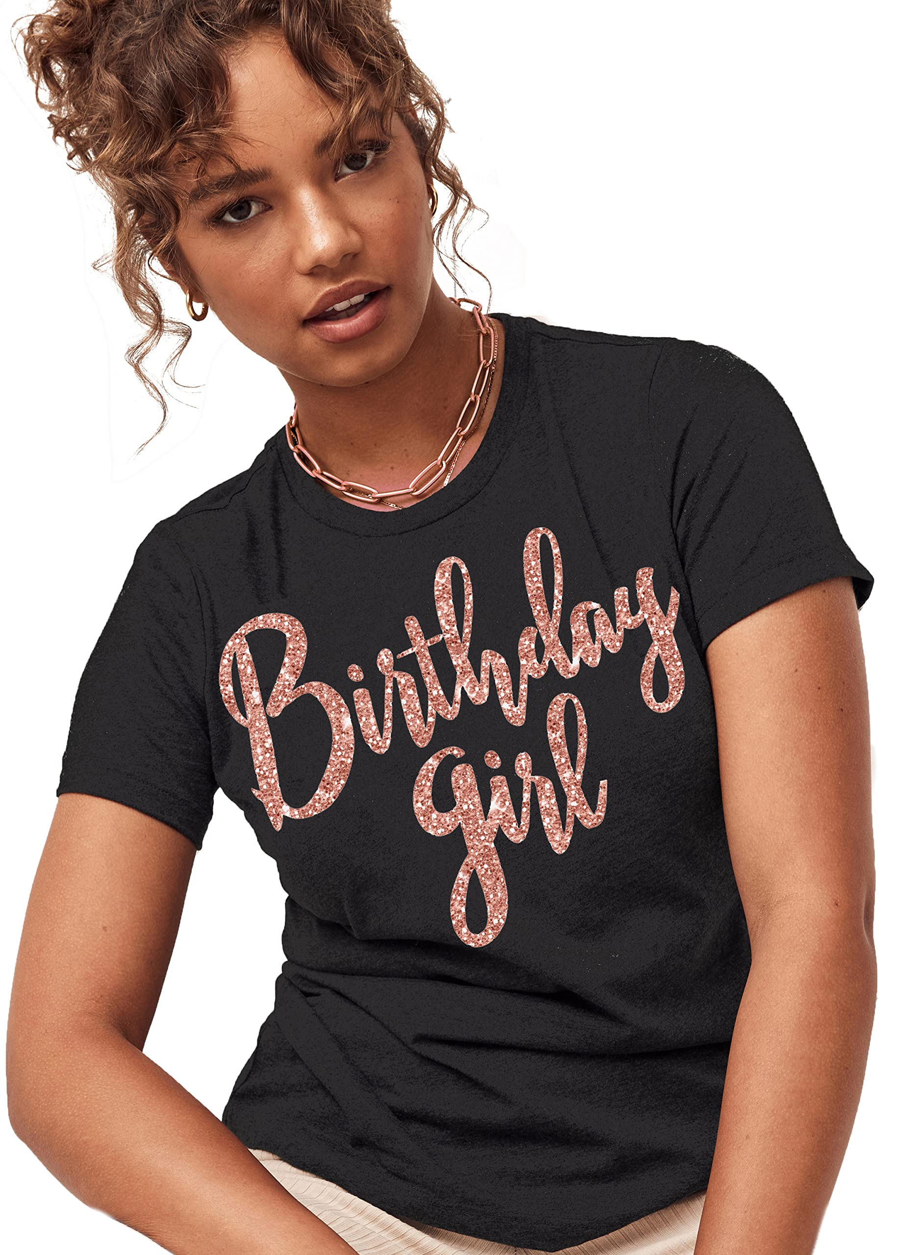Rose Gold Birthday Shirt for Women - Cute Birthday Squad Tee - Perfect for Girls' Night Out & Birthday Parties