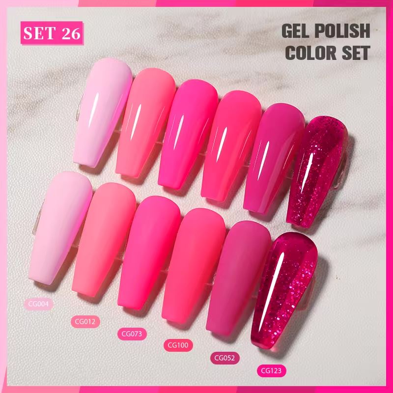 Hot Pink Gel Nail Polish Set - 6 Colors for Long-Lasting Manicures | Perfect for Nail Salons, DIY Nails & Special Occasions