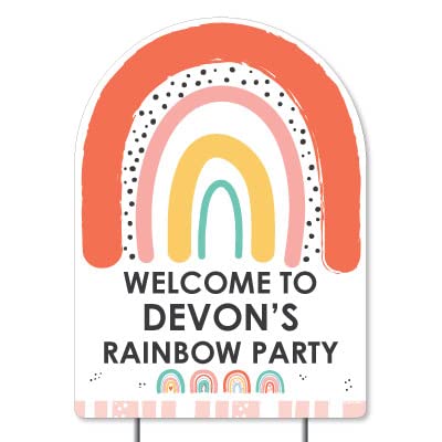 Personalized Hello Rainbow Sign - Custom Boho Baby Shower & Birthday Party Decor - Outdoor Welcome Yard Sign for Boho Themed Celebrations & Gender Reveals