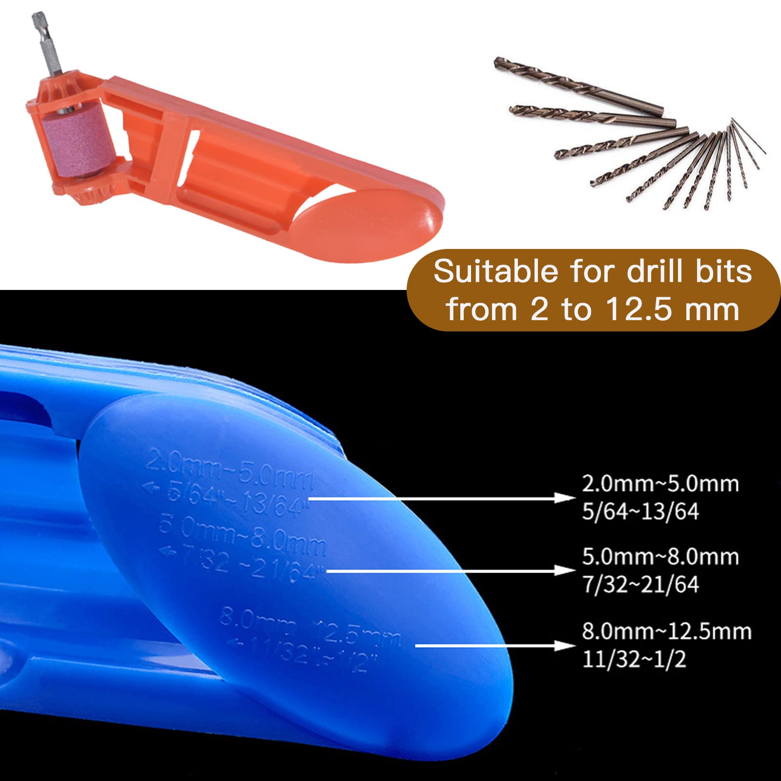 2Pcs Diamond Drill Bit Sharpener - Professional Drill Sharpening Tool for Iron & Metal, Includes 4 Millstones - Portable Hand Grinder for Polishing & Grinding - Perfect for DIY, Woodworking & Metalworking Projects