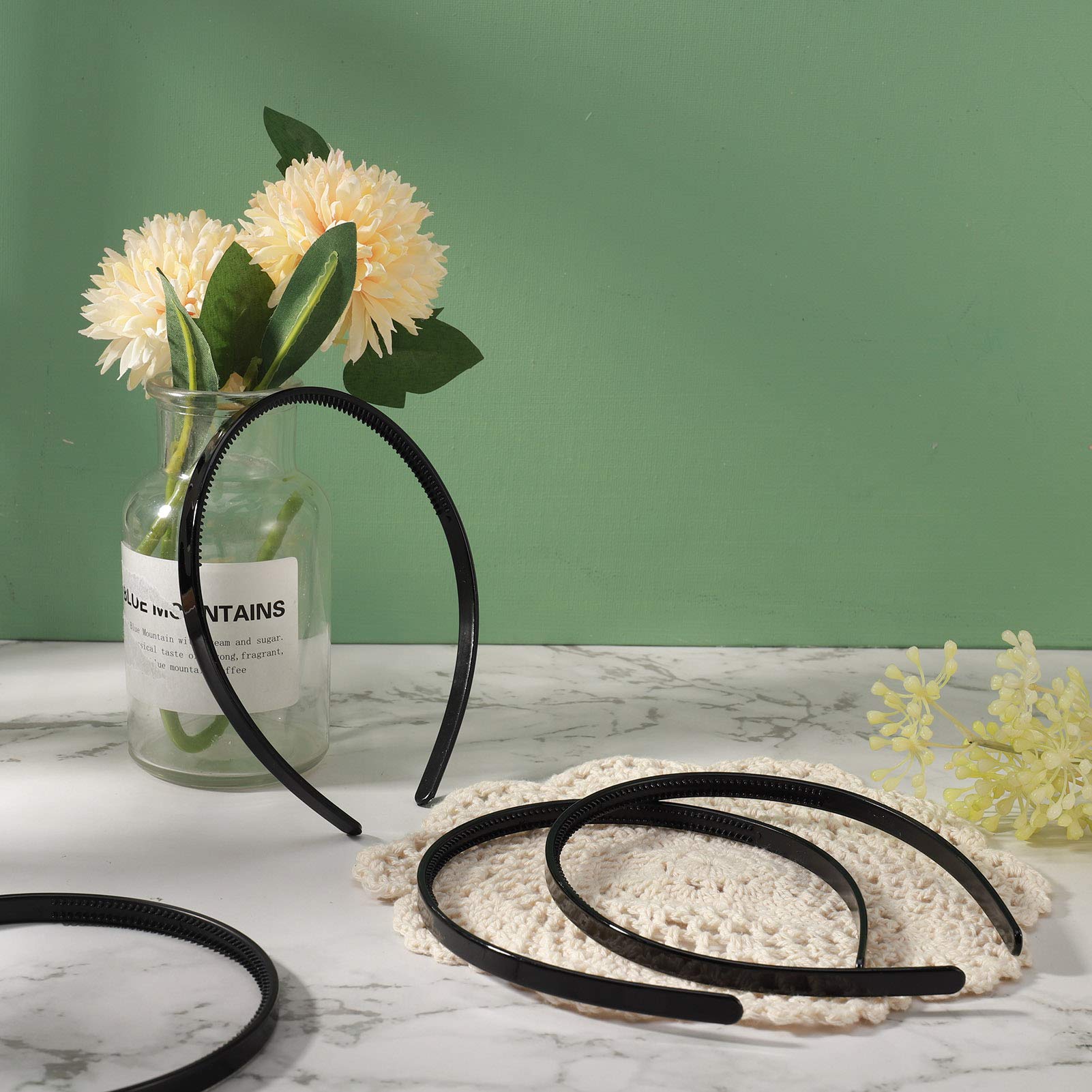 Heyu-Lotus 6-Pack Unisex Hair Bands with Plastic Teeth Comb - Non-Slip Hair Hoop Gripper for Men & Women - Perfect for Sports, Workouts, and Everyday Styling