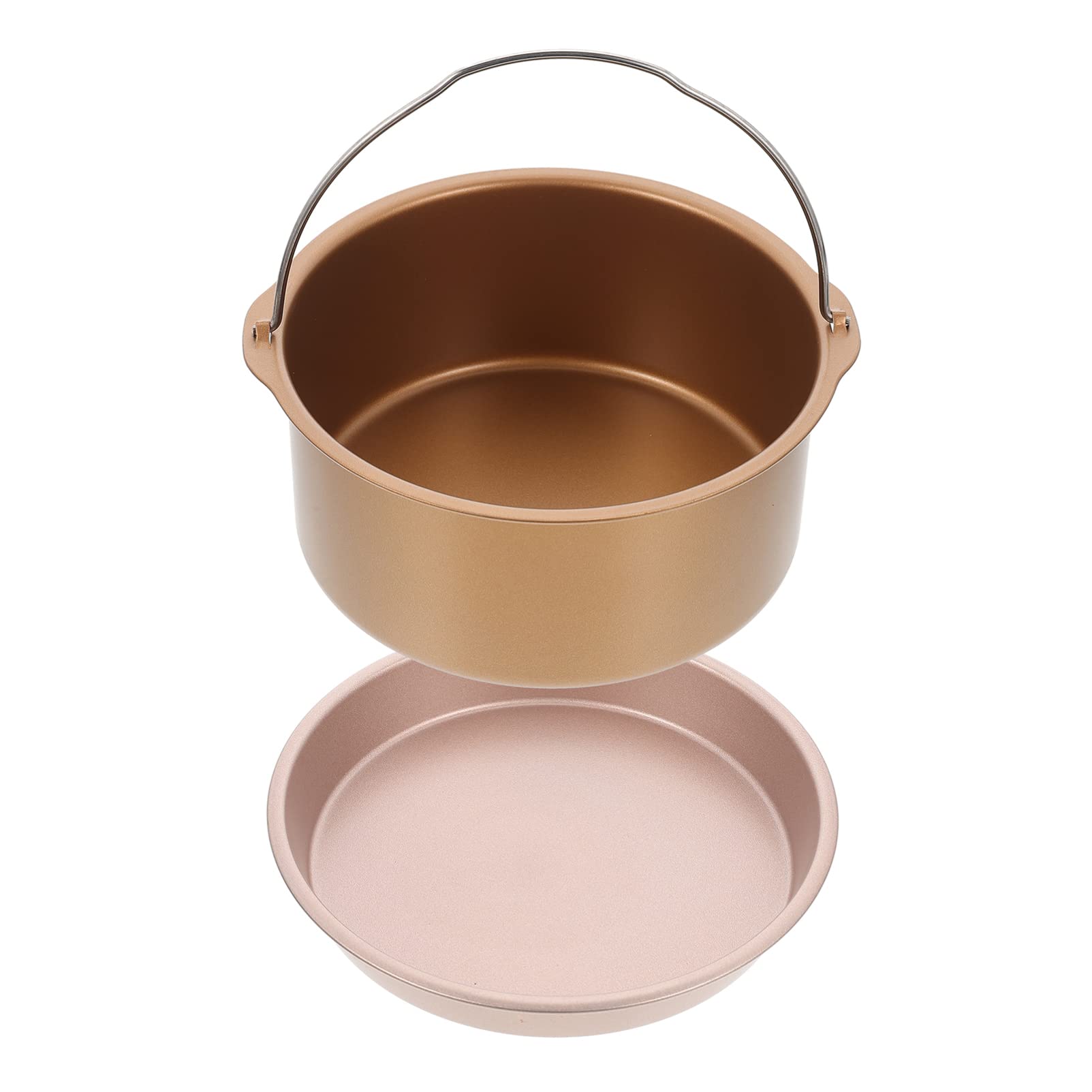 Luxshiny 8-Inch Carbon Steel Pizza Pan & Cake Barrel - Round Baking Pan for Air Fryers, Pressure Cookers & Ovens (Golden) - Perfect for Homemade Pizzas, Cakes & Baking