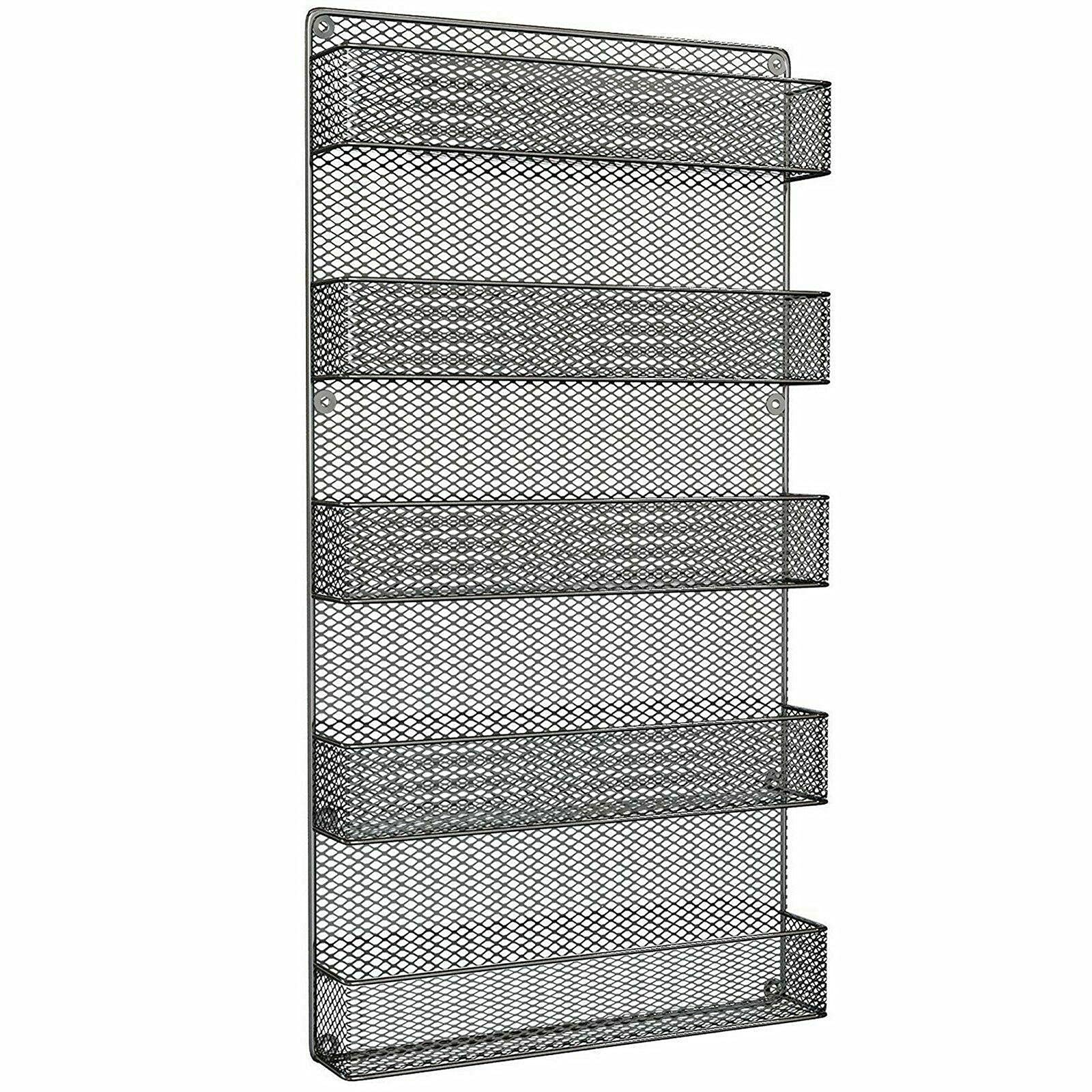 5-Tier Metal Spice Rack Organizer - Wall Mount Kitchen Pantry Storage Shelf for Spices, Books & Office Decor | Perfect for Kitchen Organization, Bedroom Wall Decor & Small Space Storage