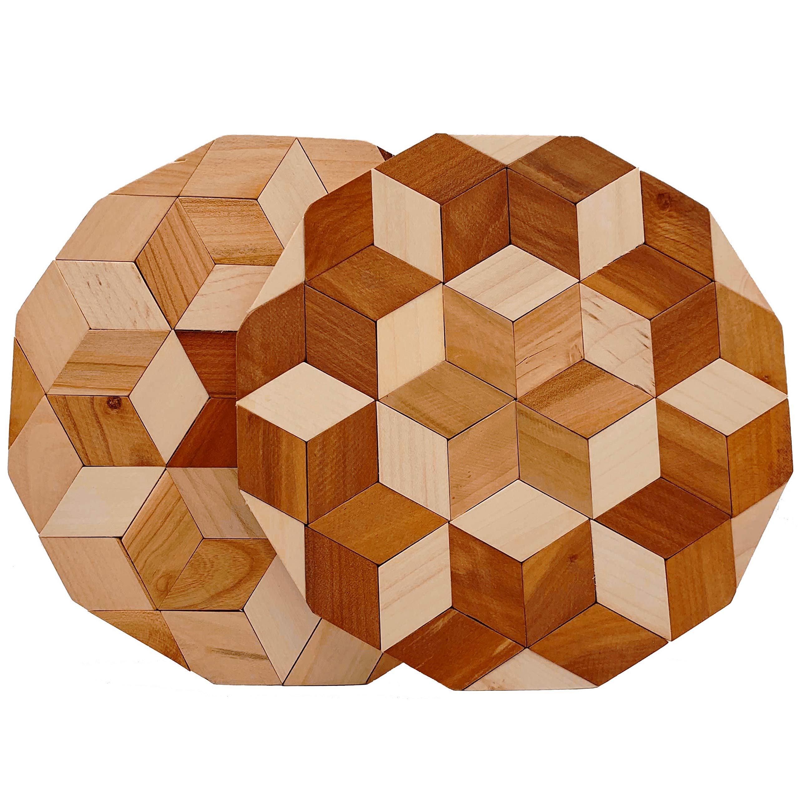 Natural Wood Trivets Set of 2 - Handcrafted Wooden Hot Pads for Kitchen - Protect Countertops from Hot Pots & Pans - Perfect for Dining, Serving & Home Decor