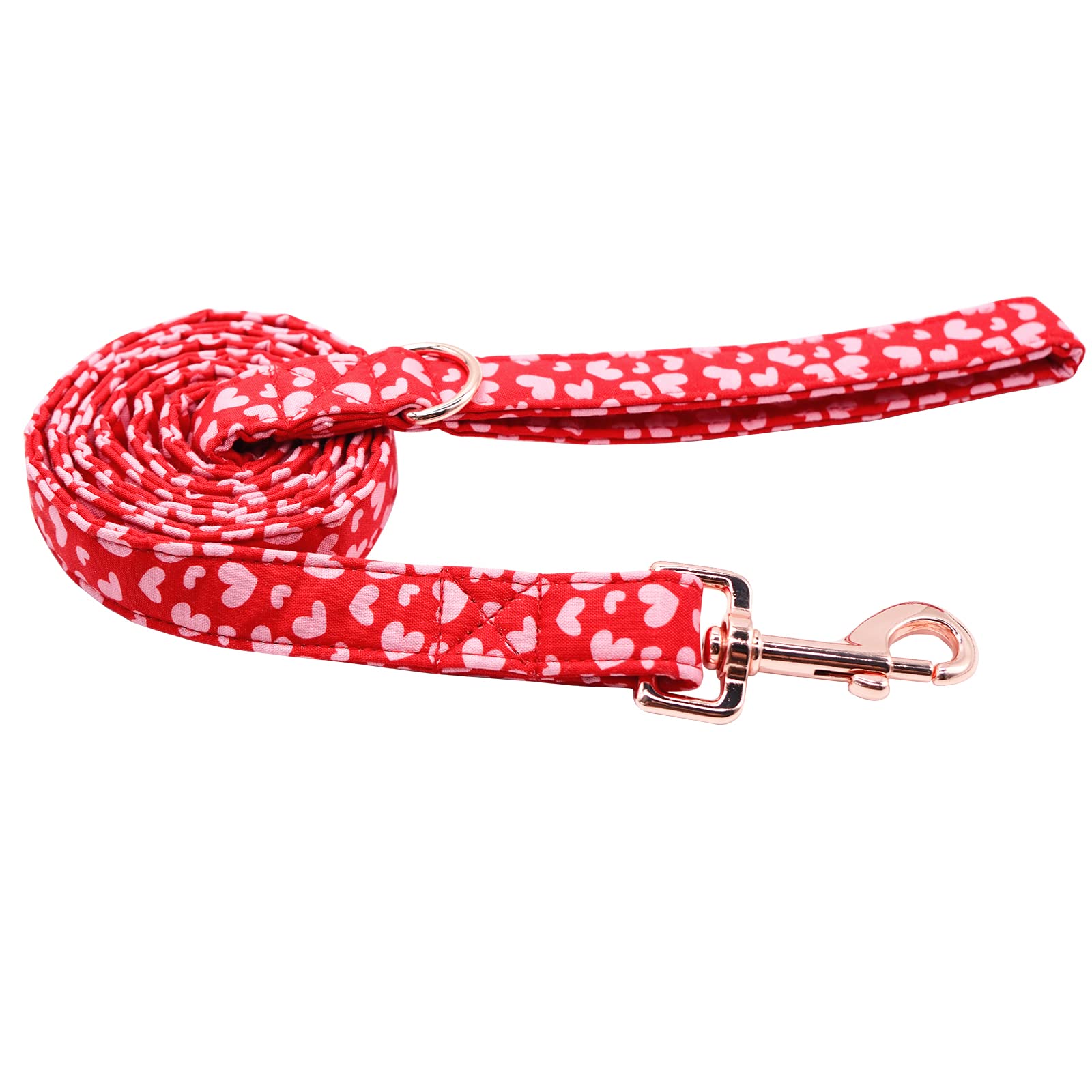 Valentine's Day Dog Leash - Durable Handmade Pet Leash with Soft Handle, Adjustable Pink & Red Love Design for Small Medium Large Dogs (135cm) - Perfect for Romantic Walks, Date Nights & Couple Pet Outfits