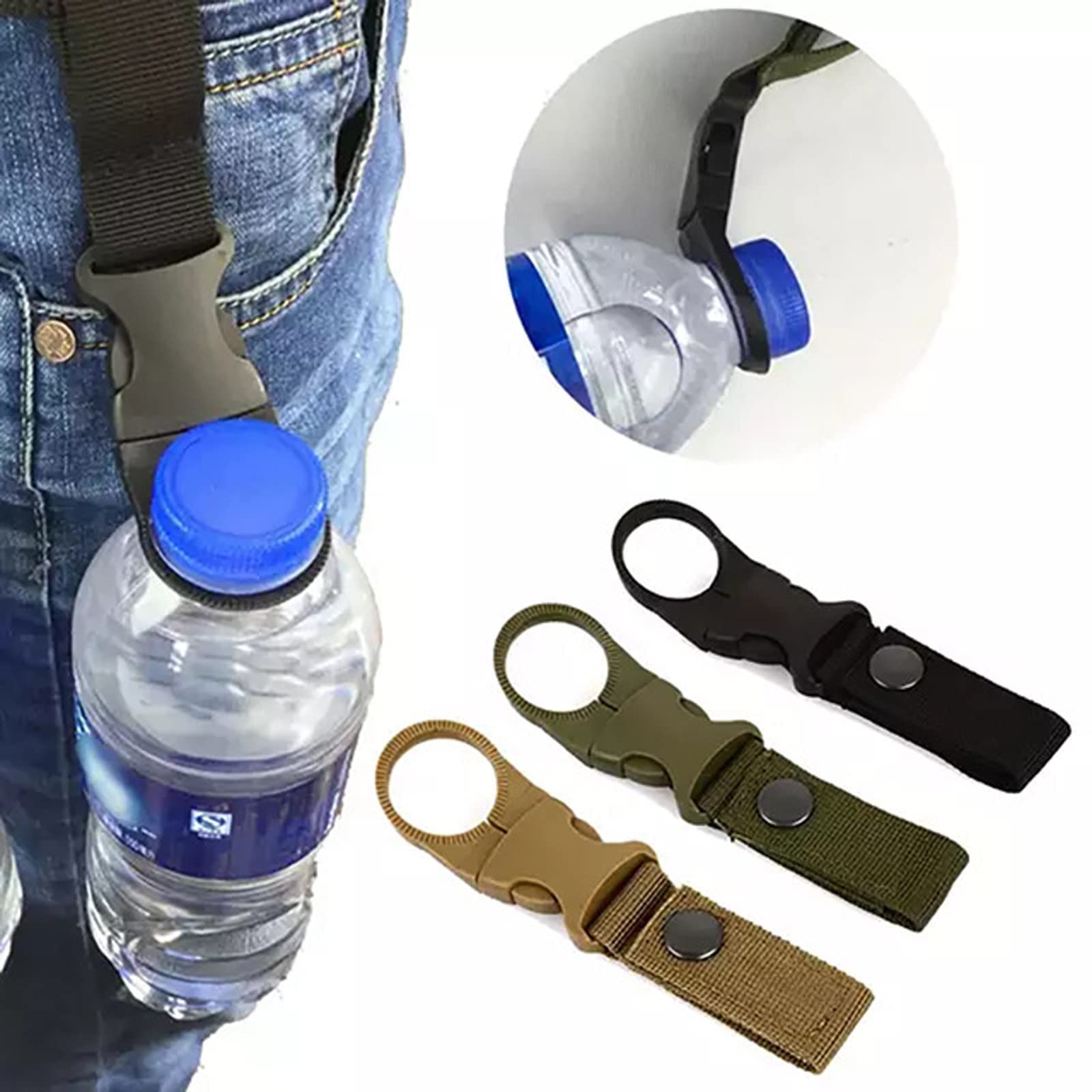 **Durable Hiking Water Bottle Holder - Adjustable Running Water Backpack Clip for Outdoor Activities, Belt Hook for Camping, Hiking, Mountaineering & Travel - Perfect for Hands-Free Hydration on the Go**